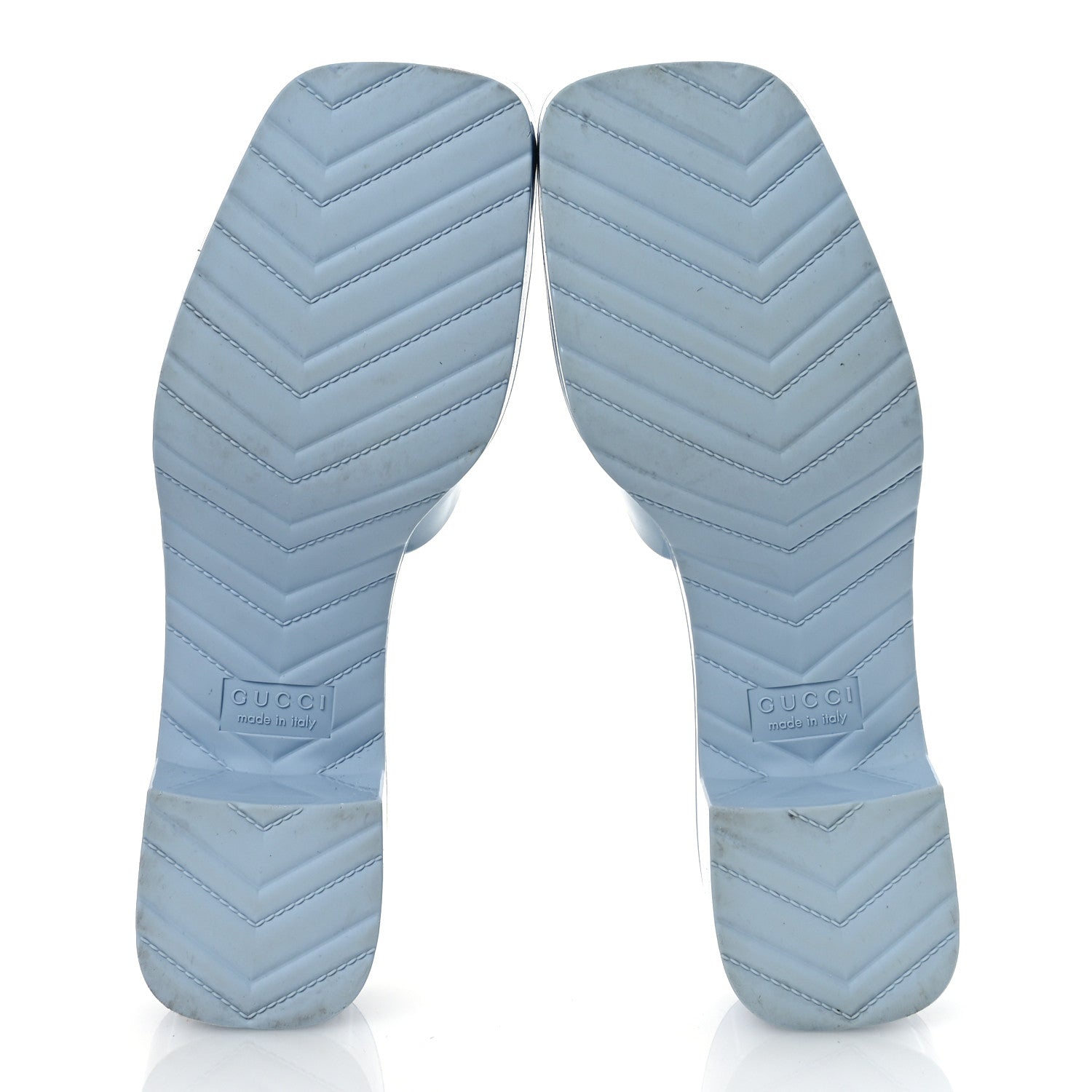 Rubber Gucci Logo Womens Platform 20/60mm Slide Sandals 38 Porcelain Light Blue