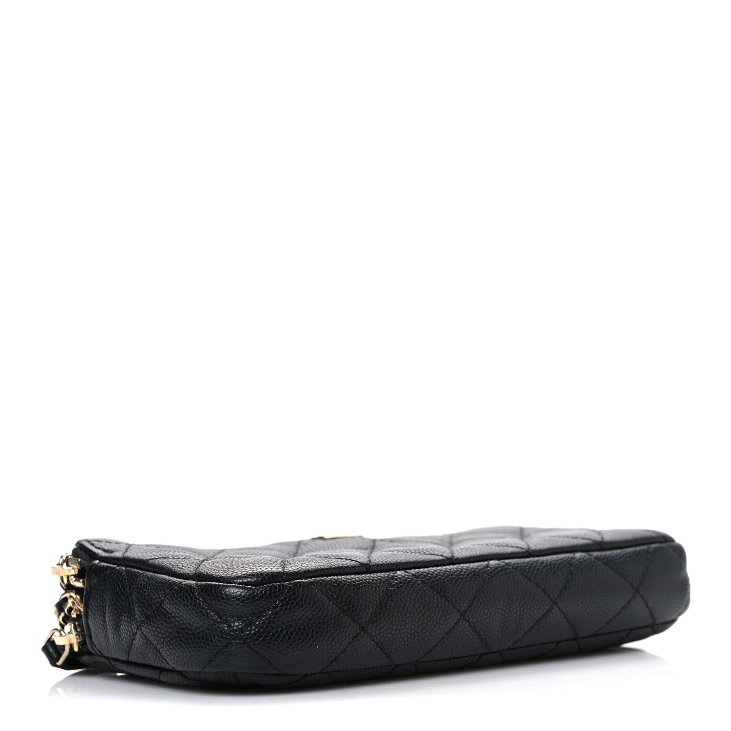 Caviar Quilted Small Clutch With Chain Black