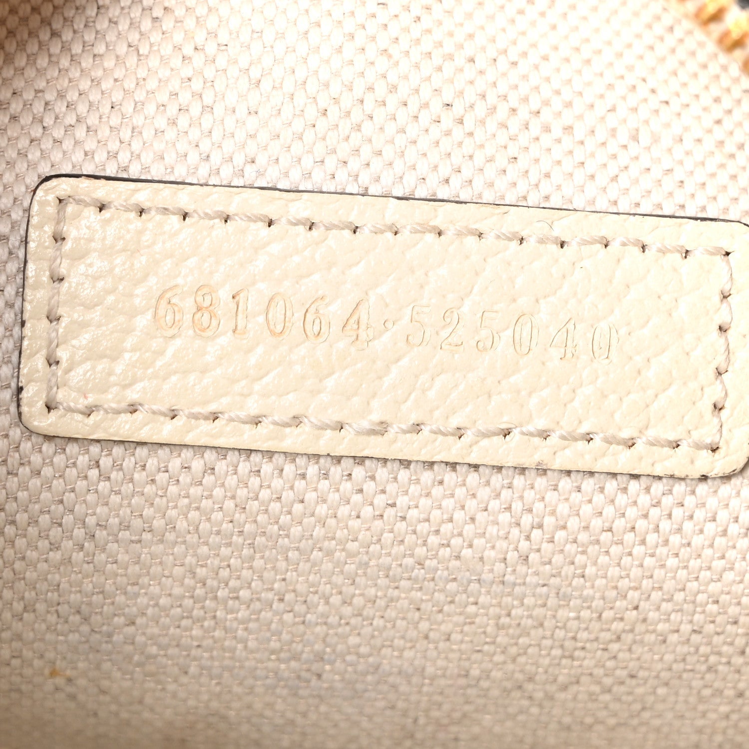 GG Supreme Monogram Textured Calfskin Web Small Ophidia Camera Bag Beige Ebony Mystic White