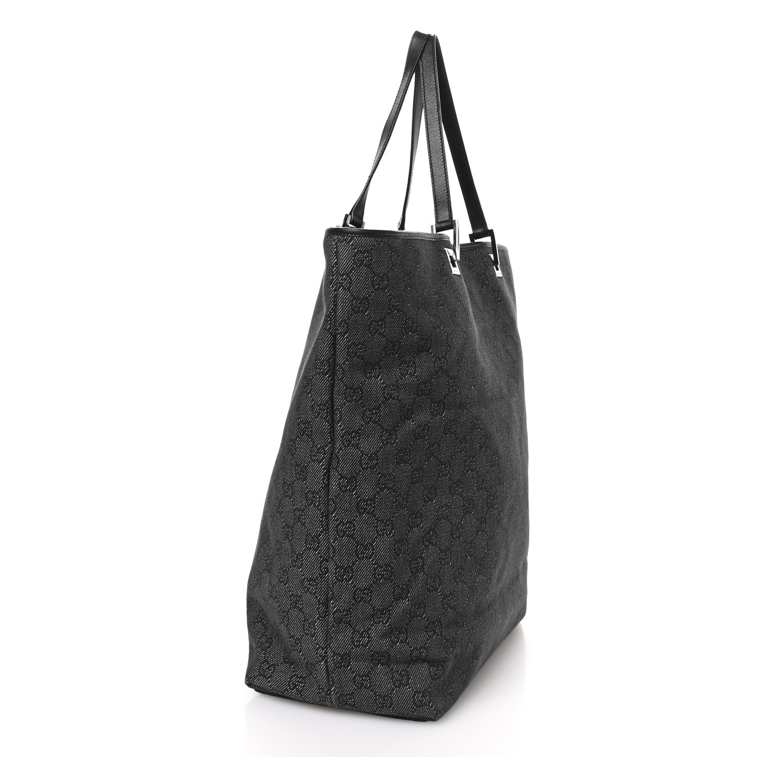 Denim Monogram Large Bucket Tote Black