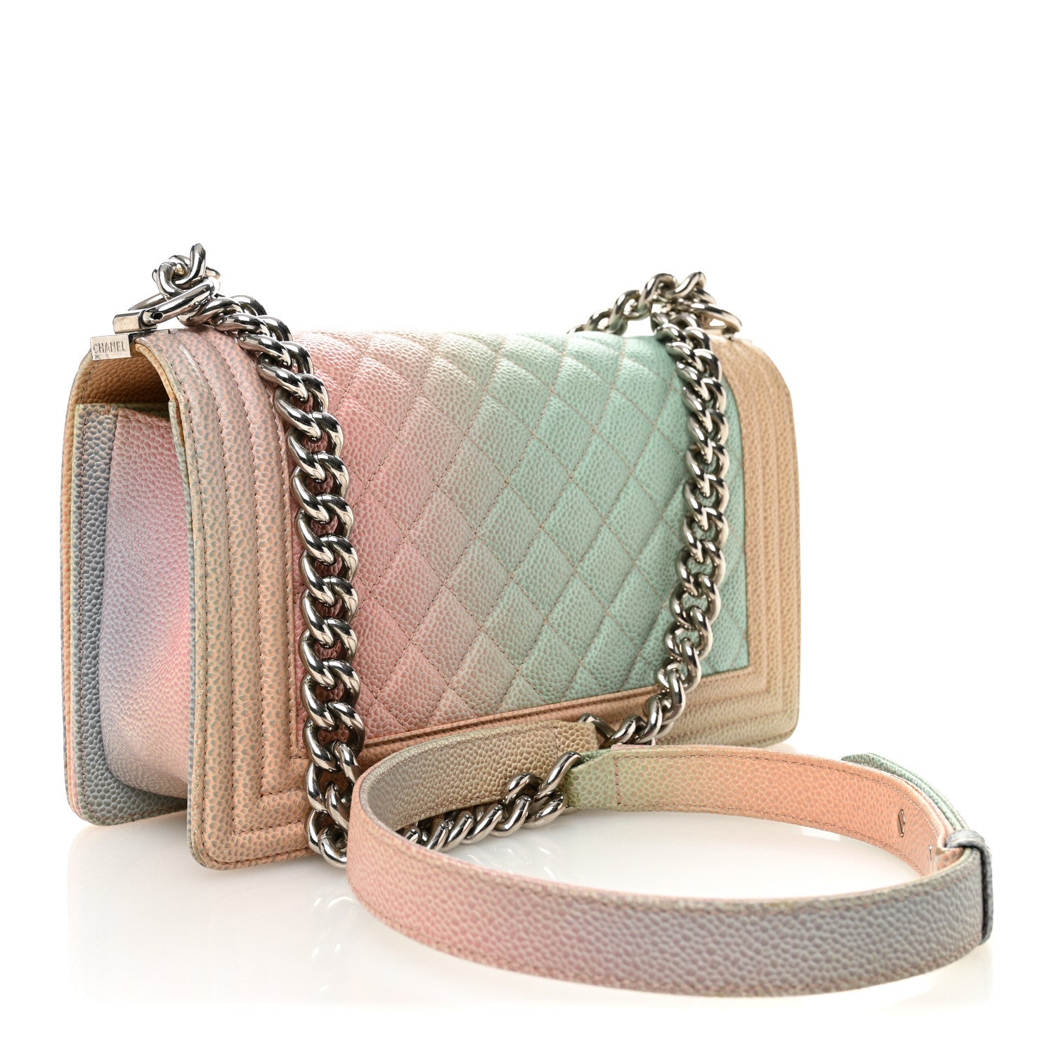 Caviar Quilted Medium Cuba Rainbow Boy Flap Pink Multicolor