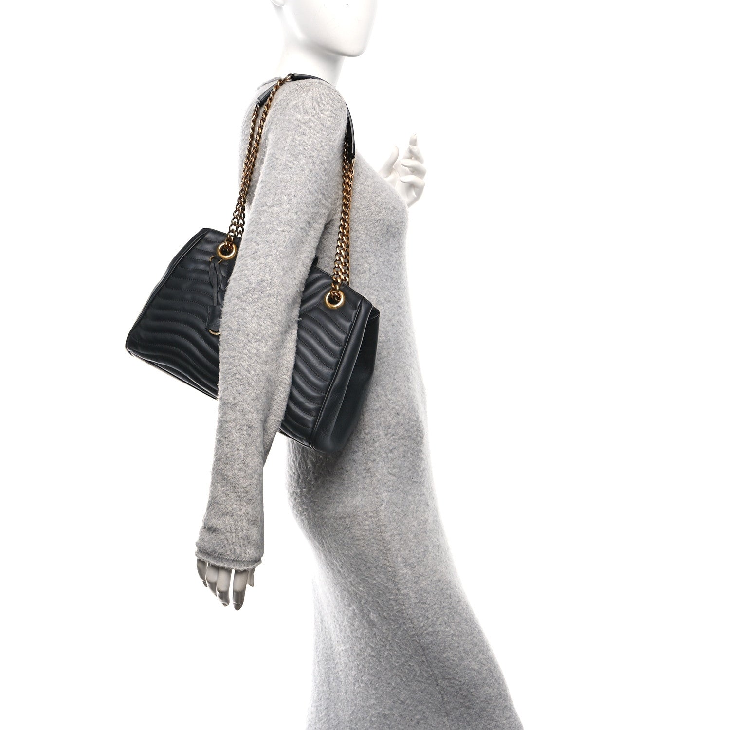 Calfskin New Wave Chain Tote Black
