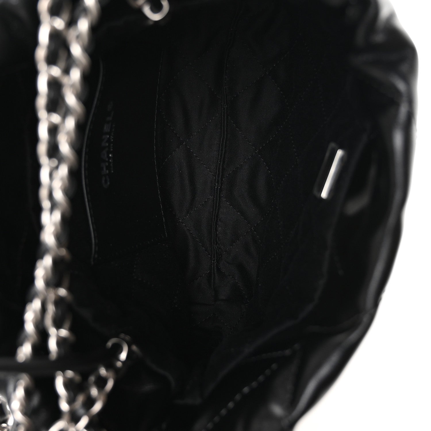 Metallic Shaded Calfskin Quilted Mini Chanel 22 Black Silver
