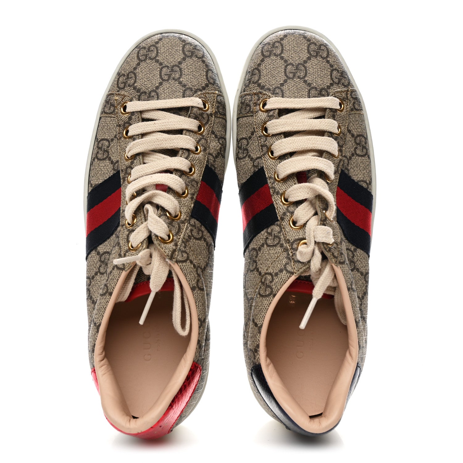 GG Supreme Monogram Womens Ace Low-Top Sneaker 37 Beige