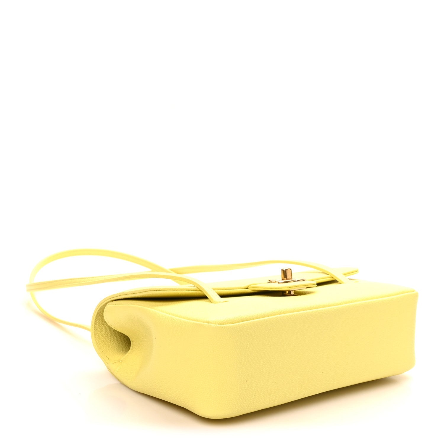 Shiny Caviar Preppy Coco Small Flap Light Yellow