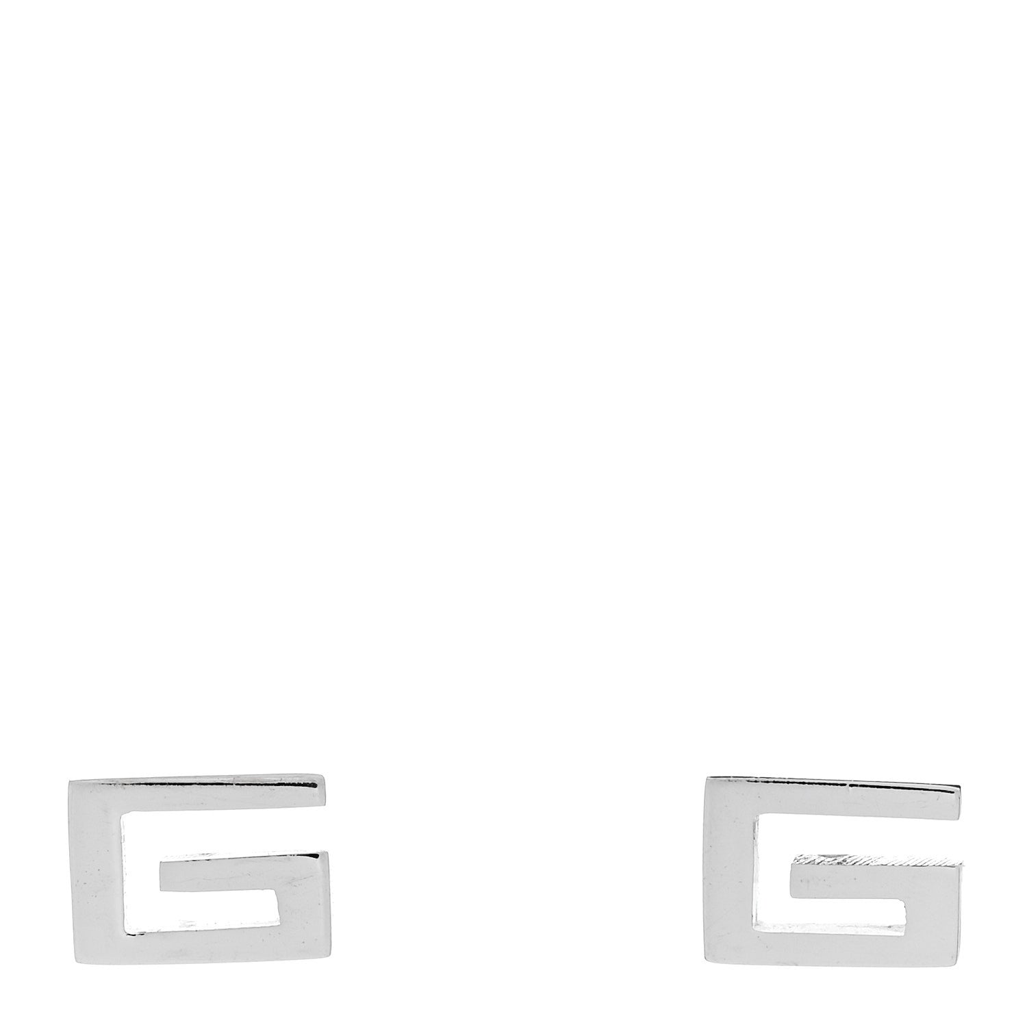 18K White Gold G Square Stud Earrings