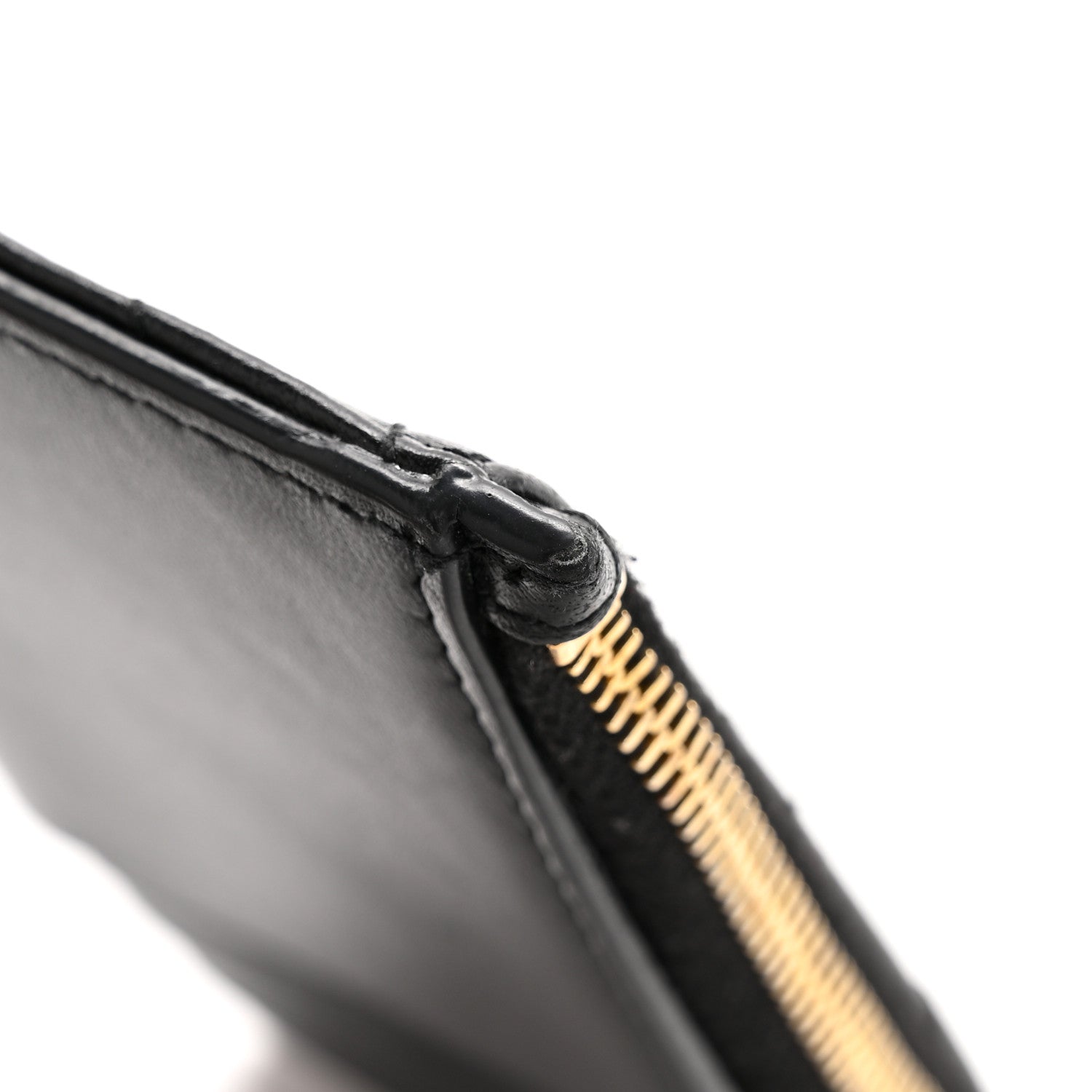 Calfskin Matelasse Chevron Monogram Fragments Zippered Card Case Black