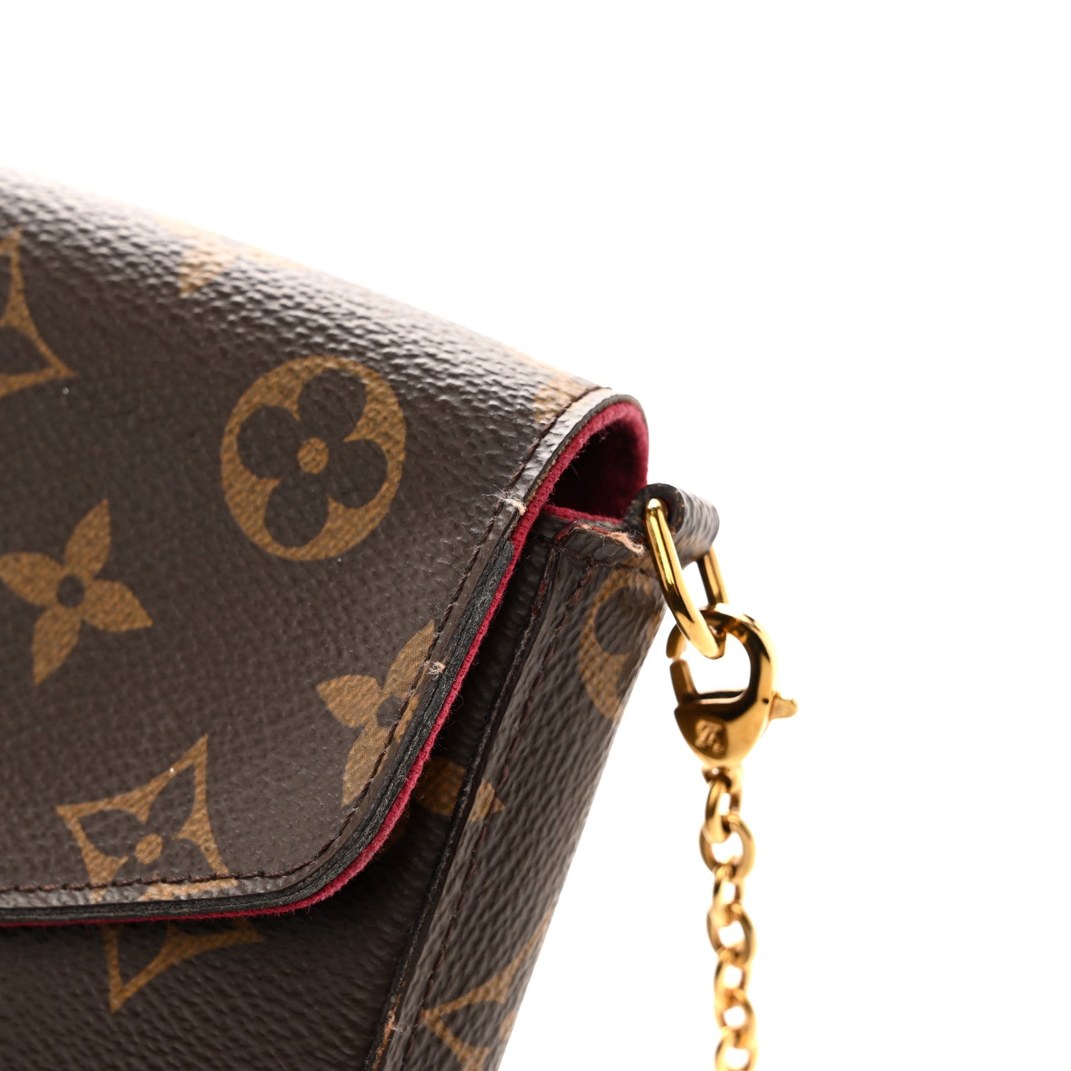 Monogram Pochette Felicie Chain Wallet Fuchsia