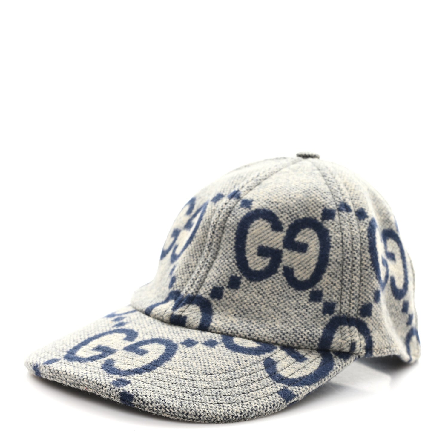 Wool Monogram Jumbo GG Antonio Baseball Hat M Grey
