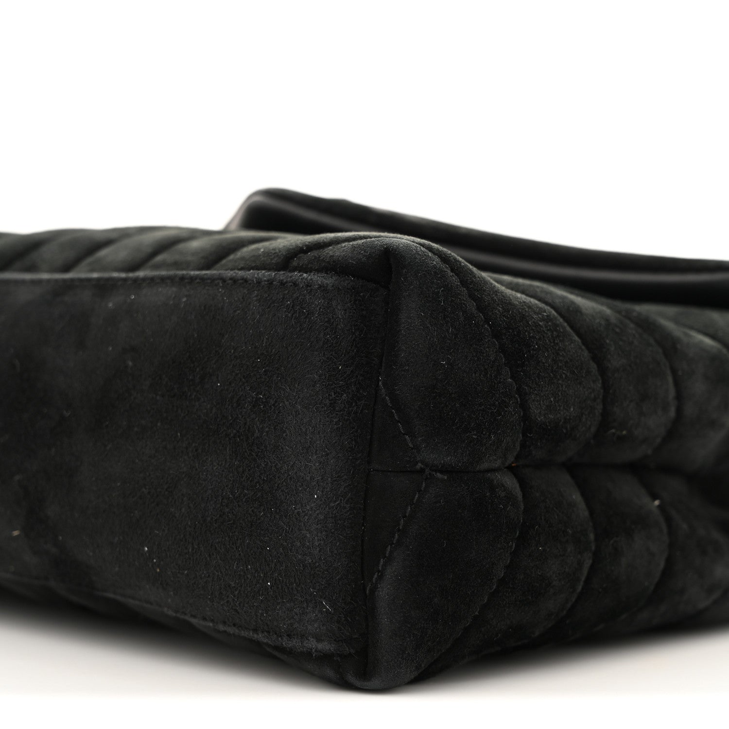 Suede Calfskin Y Quilted Monogram Small Loulou Chain Satchel Black