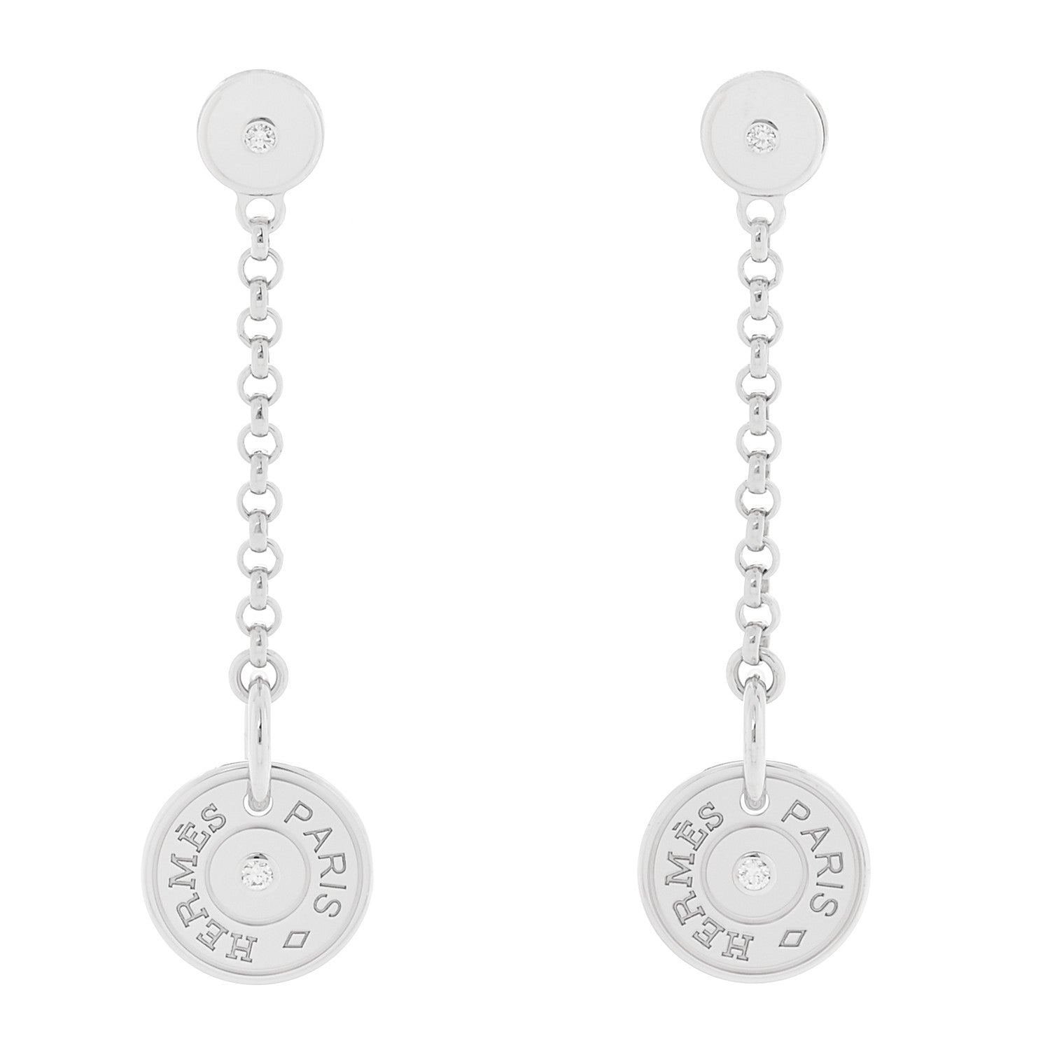 18K White Gold Diamond Gambade Clou de Selle Earrings