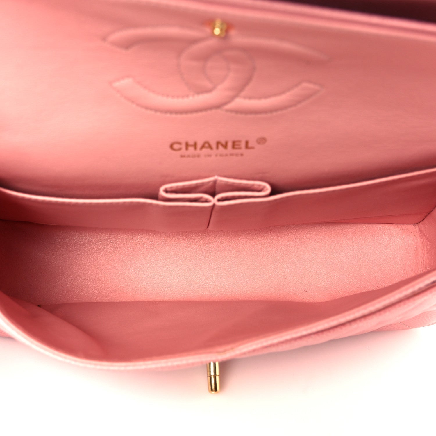 Caviar Quilted Medium Double Flap Pink
