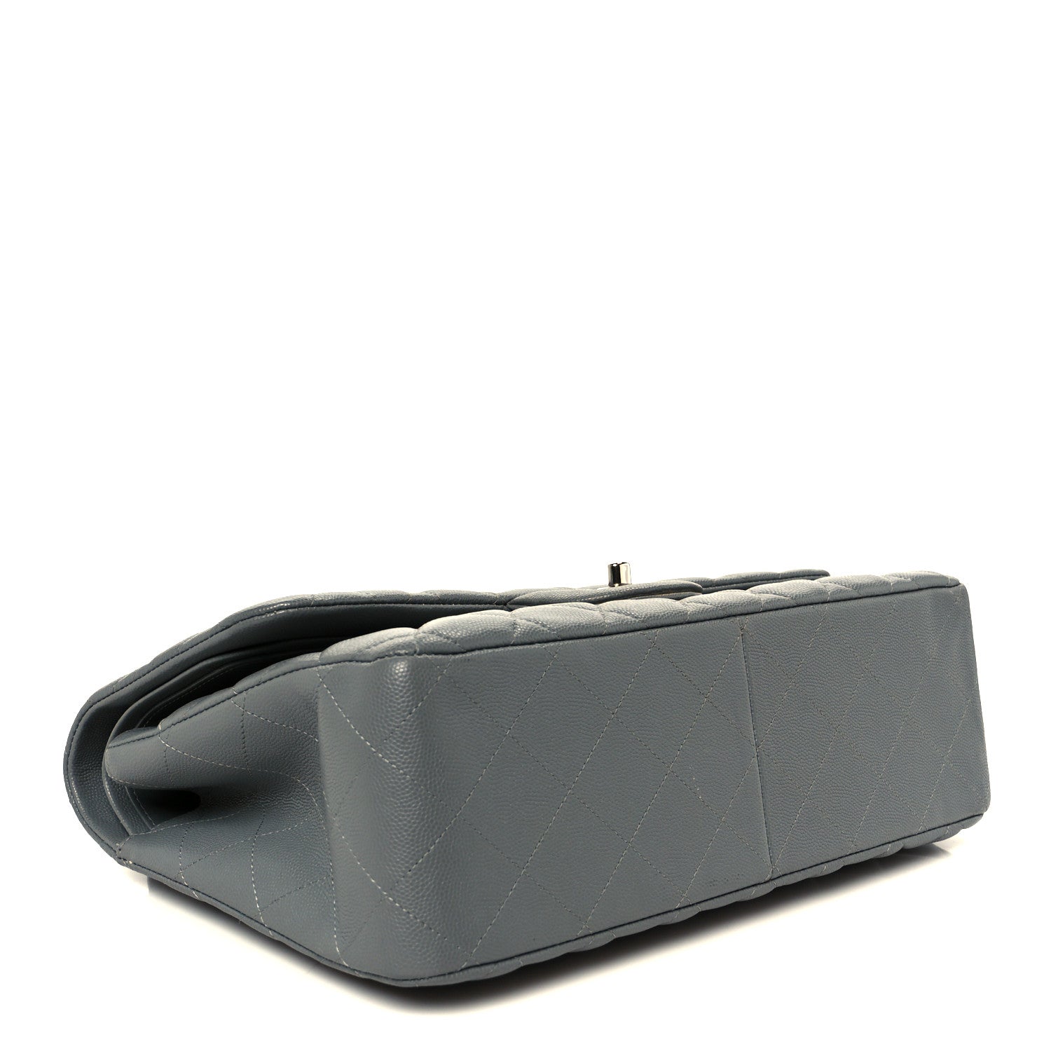 Caviar Quilted Jumbo Double Flap Grey