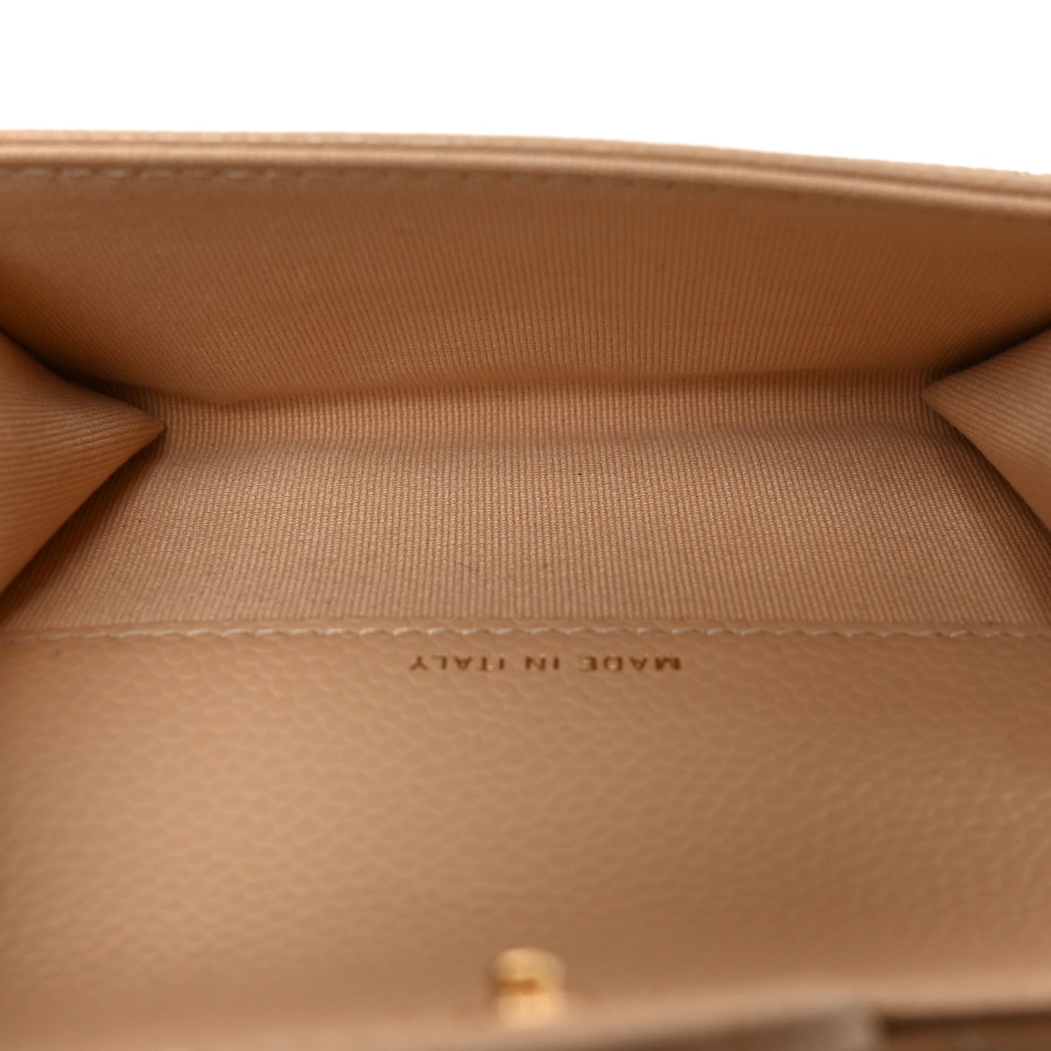 Caviar Quilted Flap Card Holder Wallet Beige