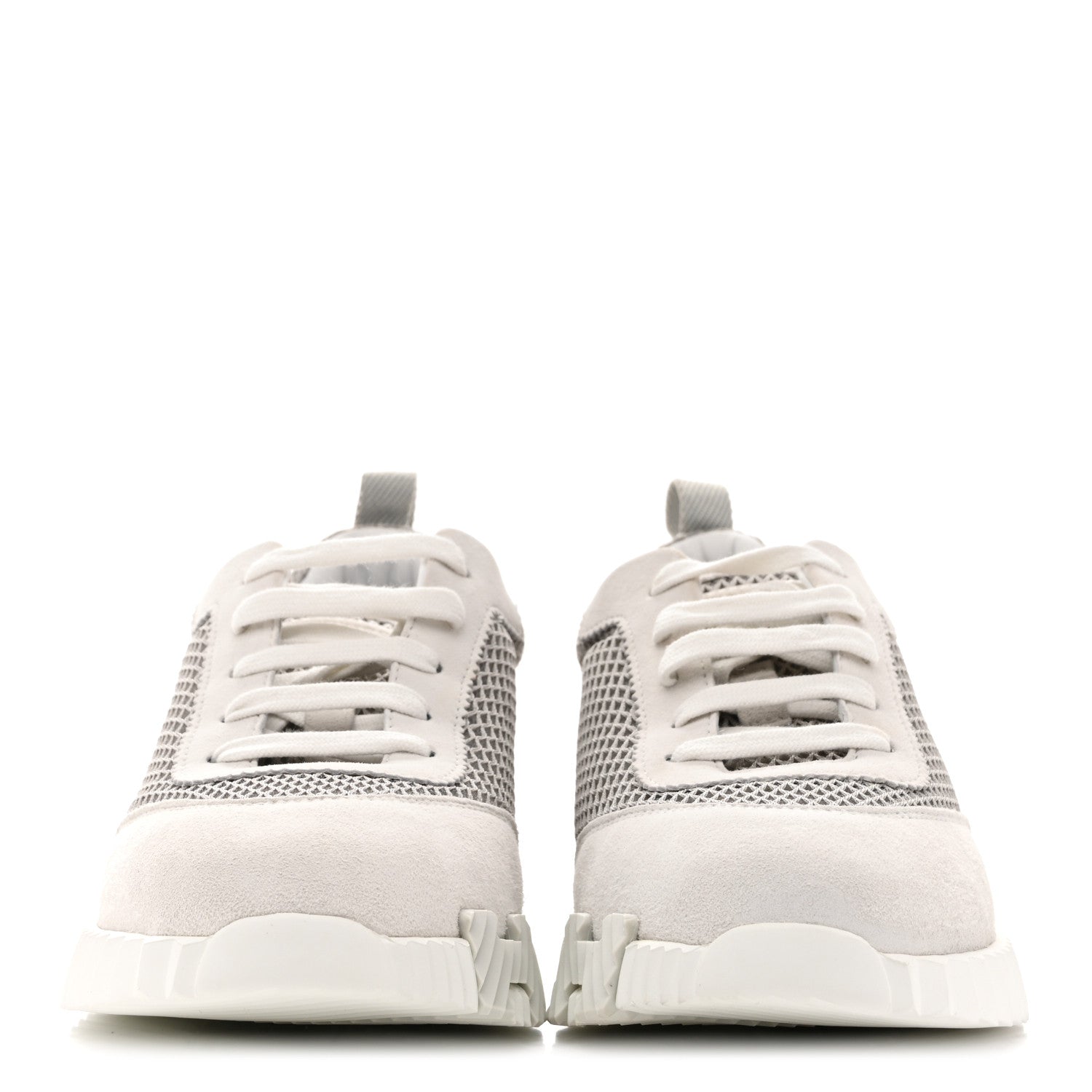 Air Mesh Suede Goatskin Bouncing Sneakers 38.5 Gris Lulea White
