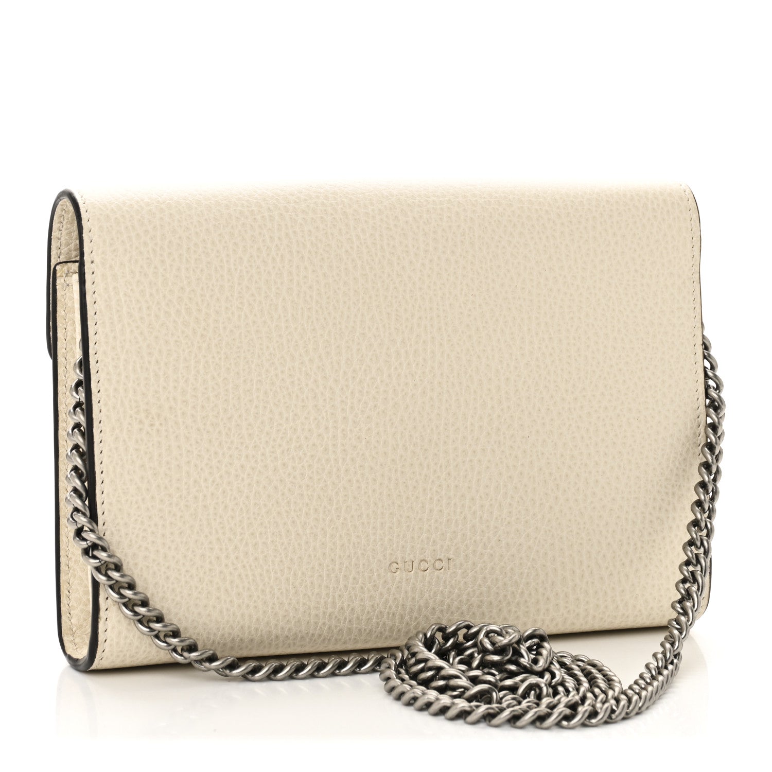Dollar Calfskin Mini Dionysus Chain Wallet Mystic White