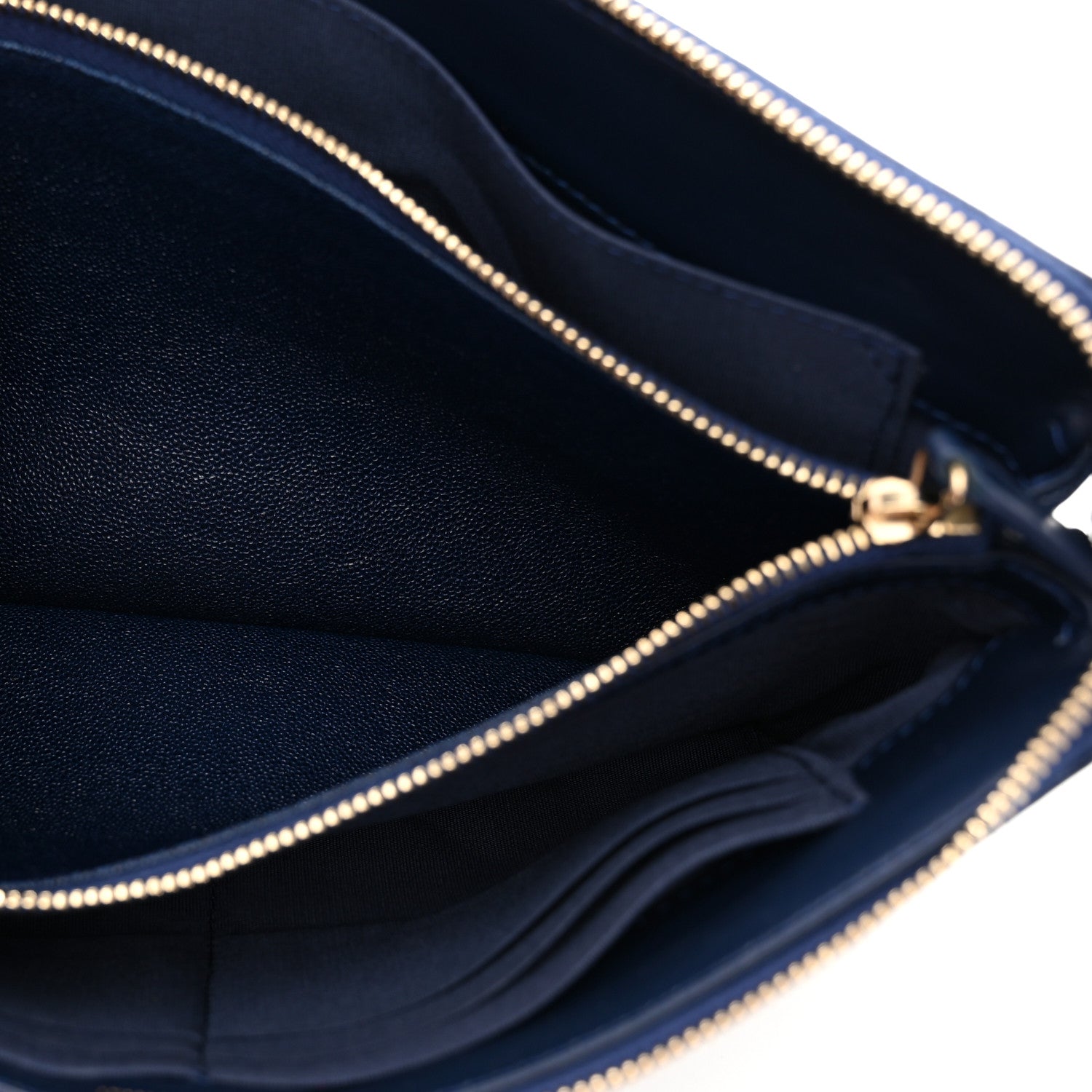 Caviar Quilted Small Zipped Boy Pouch Navy