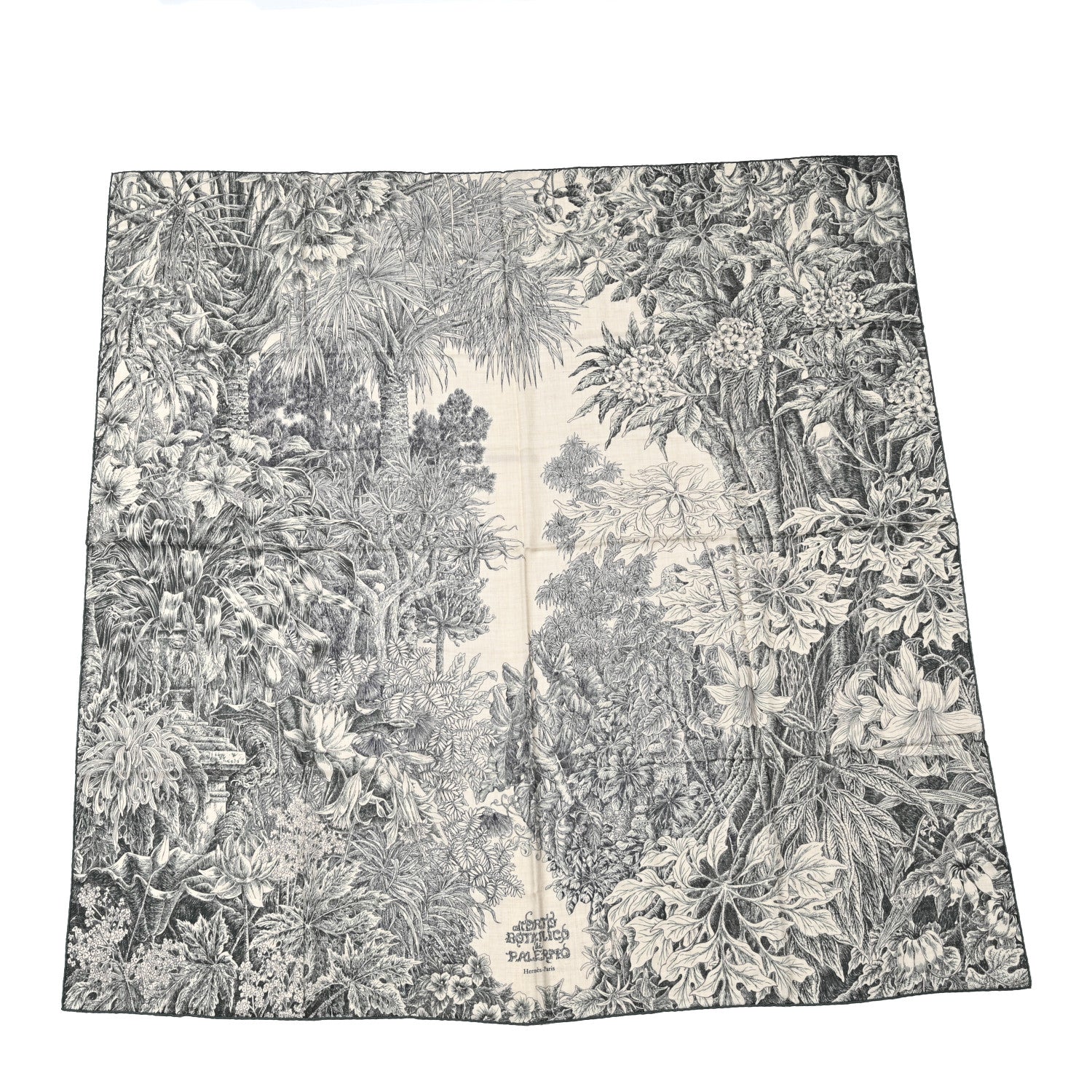 Cashmere Silk All 'Orto Botanico Di Palermo Shawl 140 Vert Loden Naturel Encre