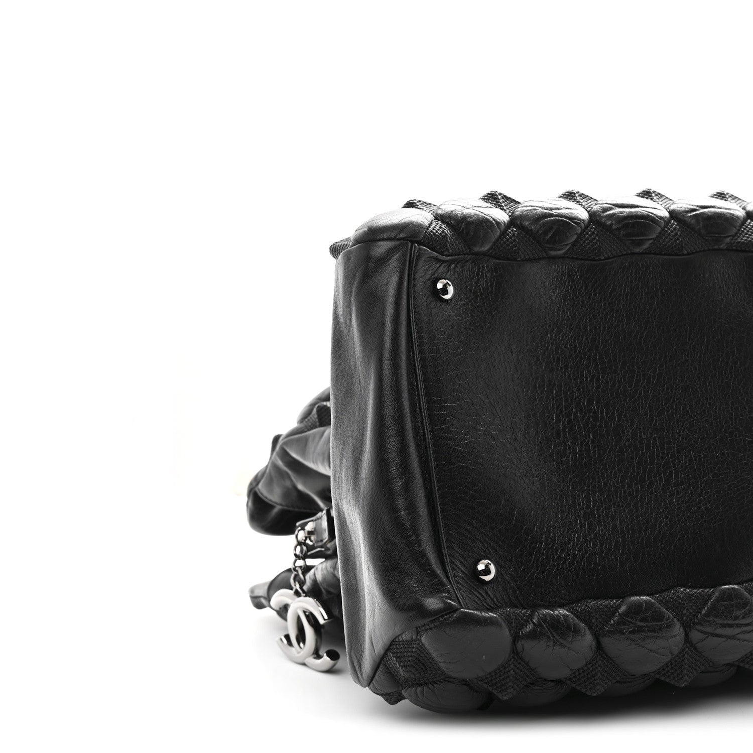 Glazed Lambskin Quilted Large Stravinsky Tote Black