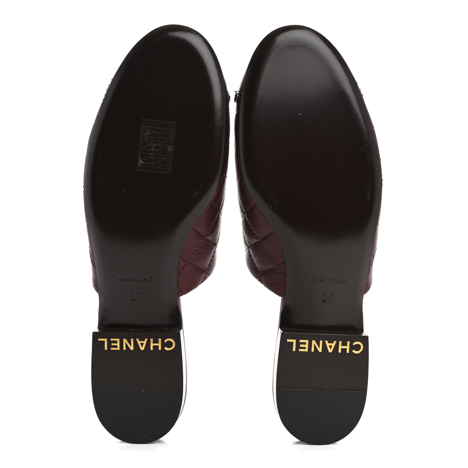 Lambskin Quilted CC Chain Mules 37 Burgundy Black