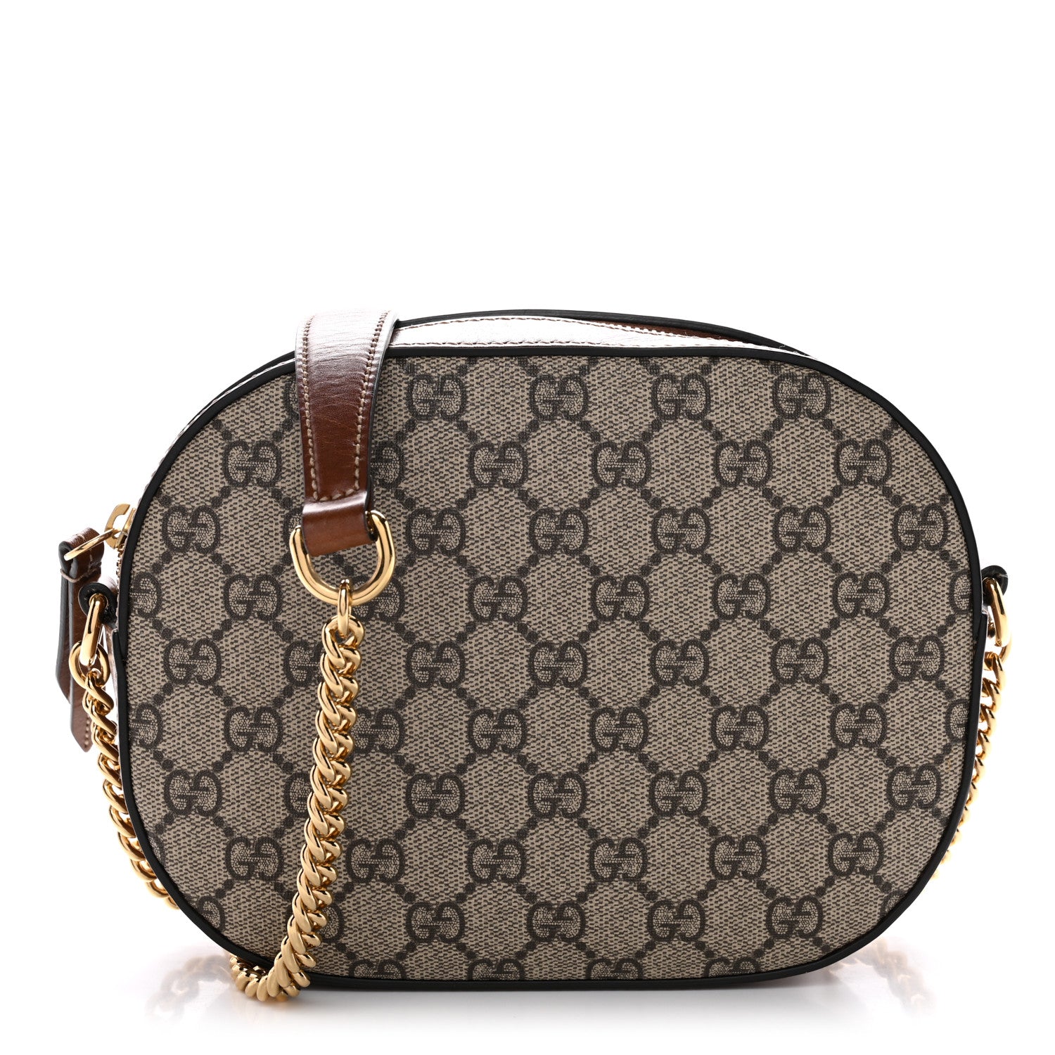GG Supreme Monogram Cuoio Toscano Mini Chain Shoulder Bag Beige Ebony Cuir
