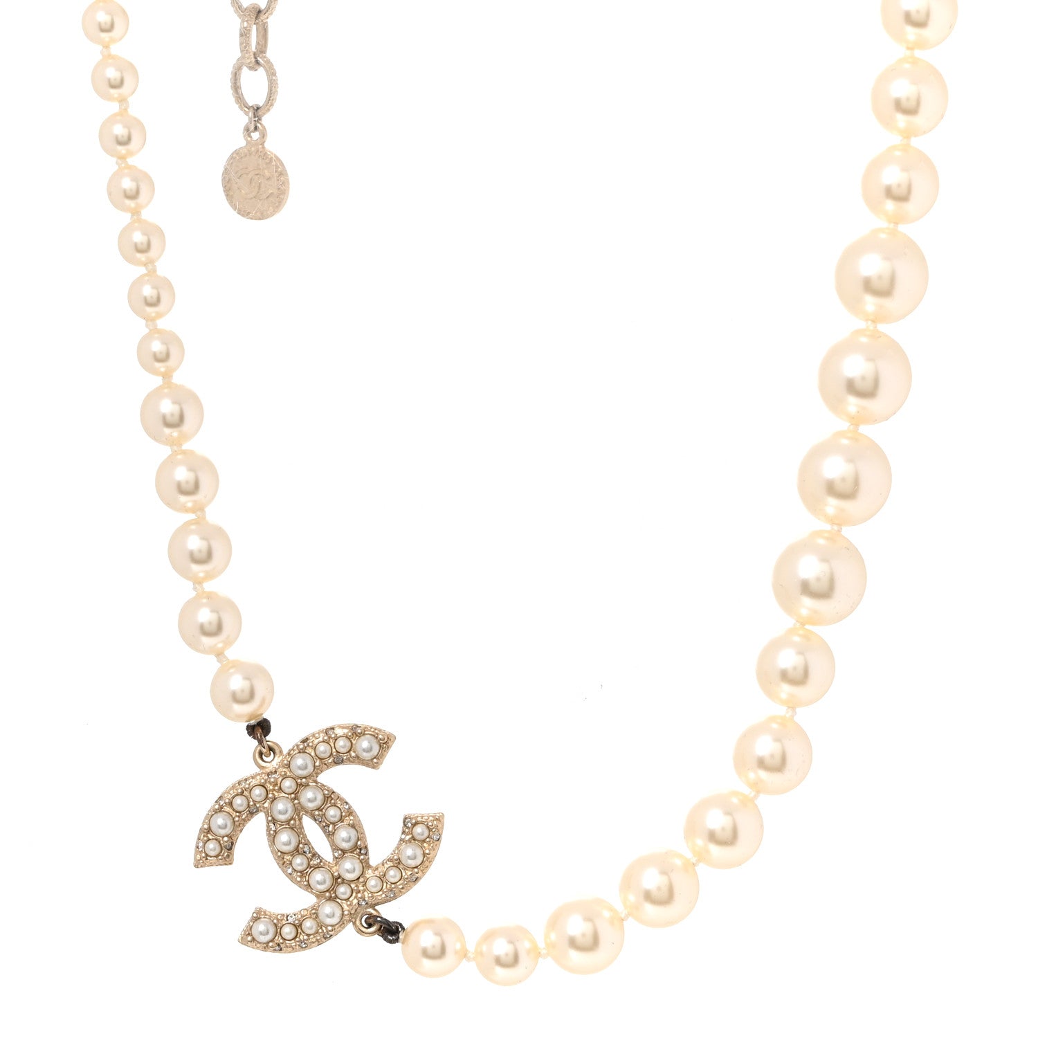Pearl CC 100th Anniversary Necklace Light Gold
