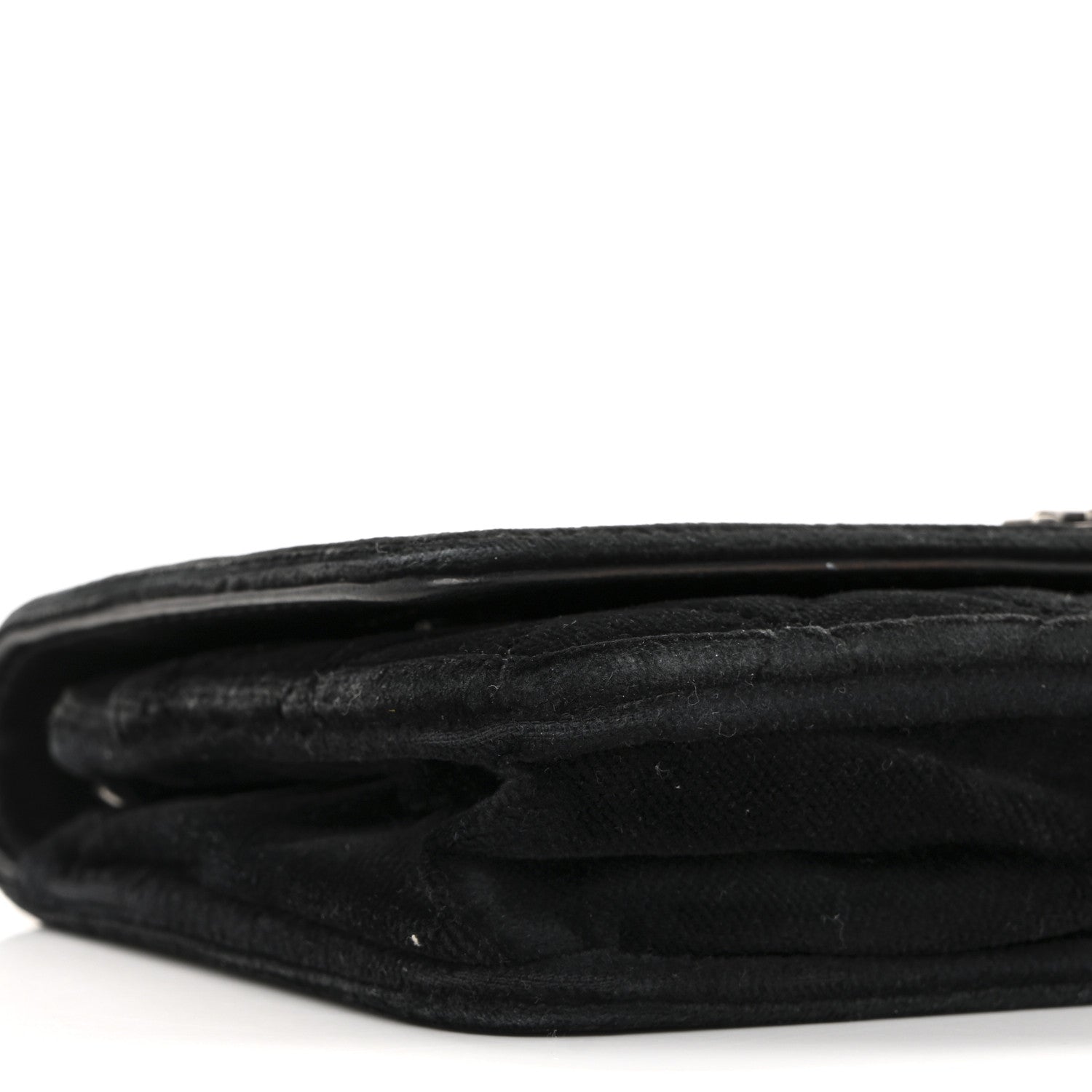 Velvet Quilted Boy Wallet On Chain WOC Black