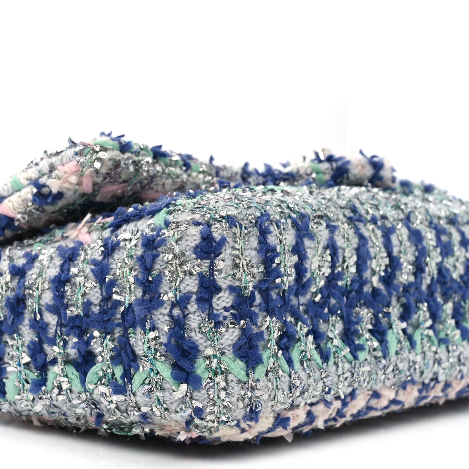 Glittered Tweed Quilted Medium Flap Blue Multicolor