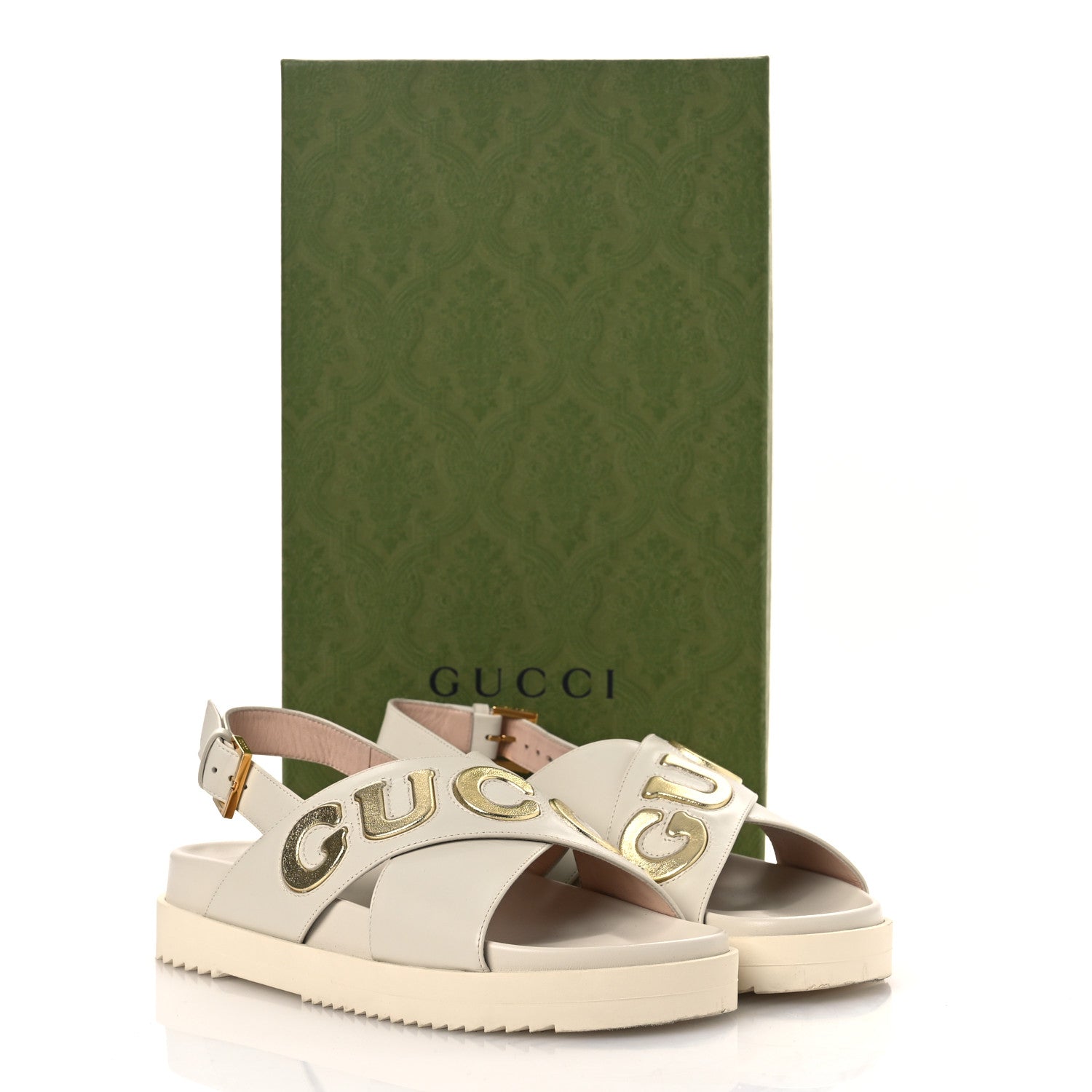 Calfskin Elizabeth Nappa Charlotte Logo Slingback Sandals 37.5 Mystic White Platino