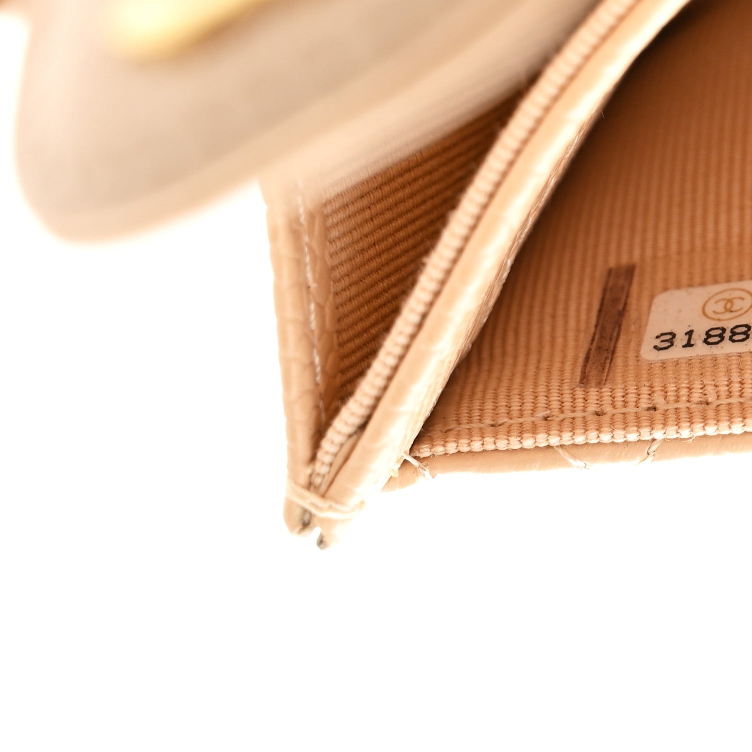 Caviar Quilted Flap Card Holder Wallet Beige