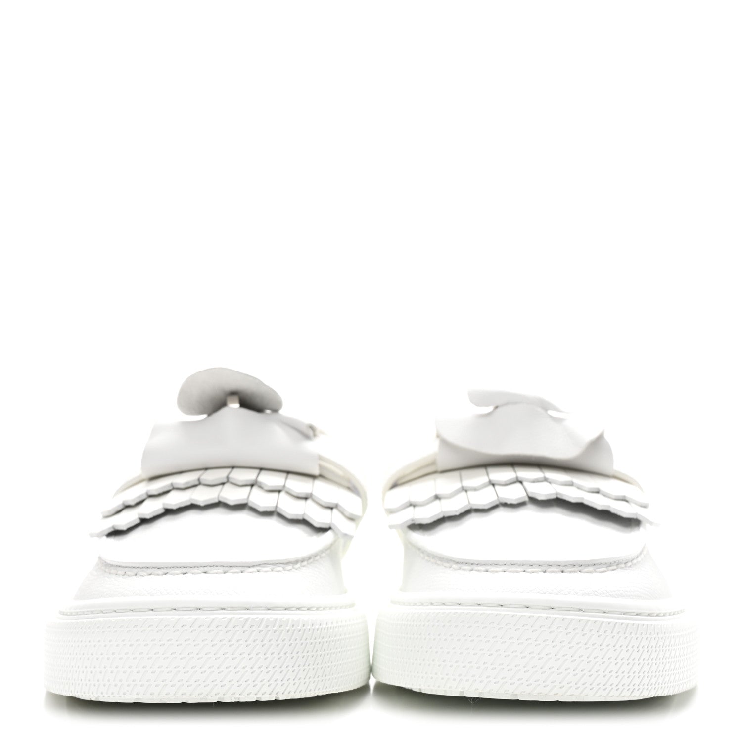 Epsom Calfskin Game Slip On Fringe Sneakers 38 White