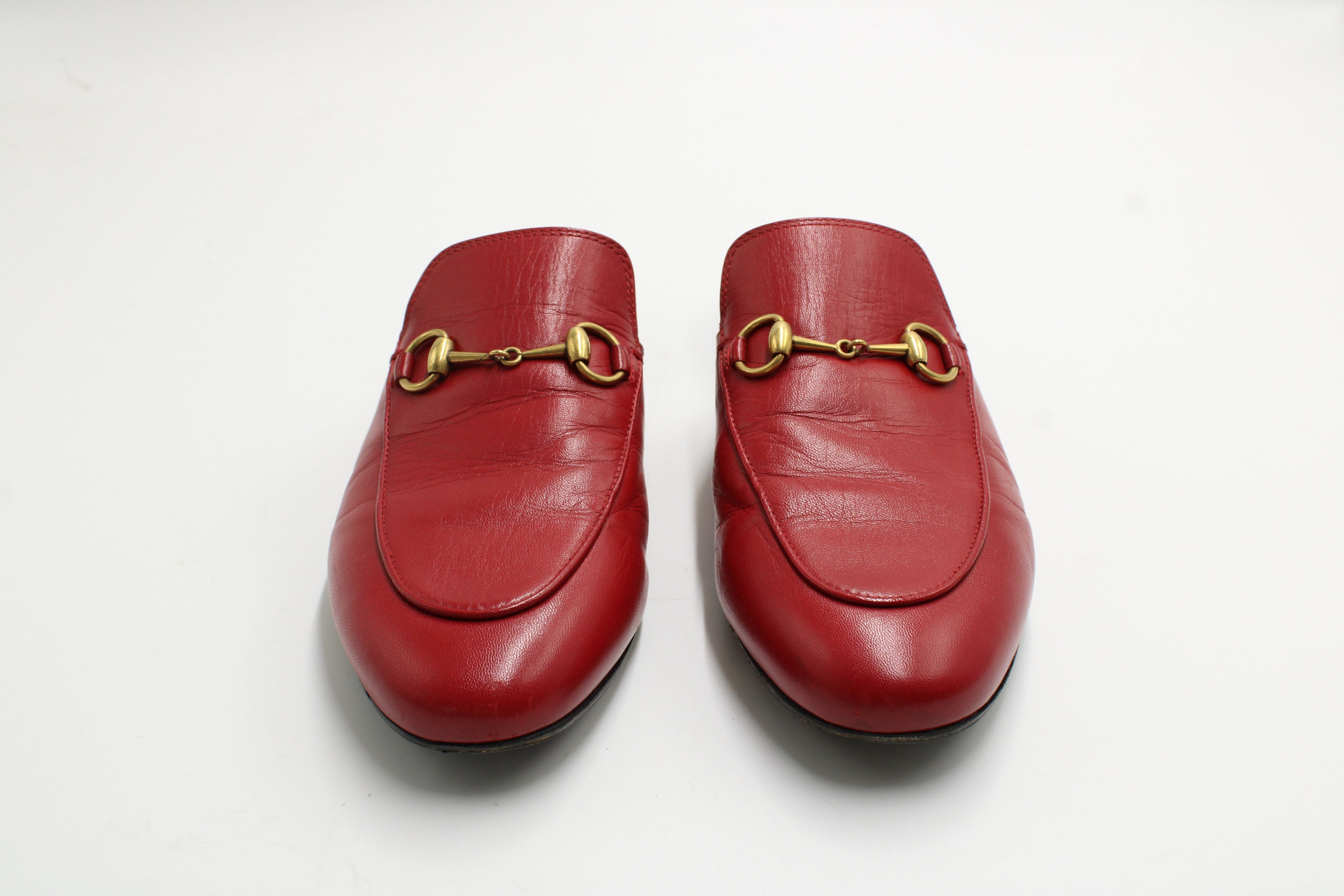 Women's Red Mules with Horsebit