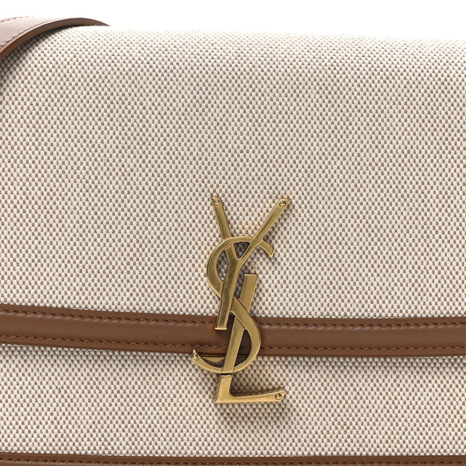 Canvas Calfskin Medium Solferino Satchel Beige Brick