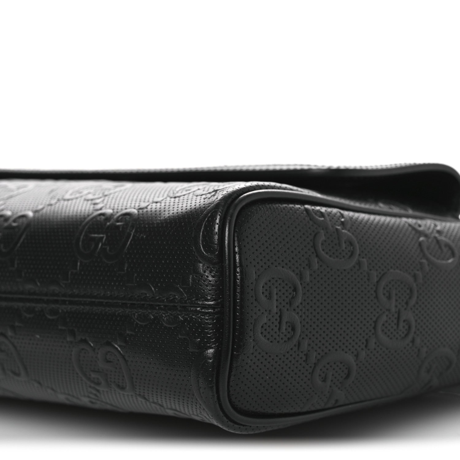 Calfskin GG Tennis Embossed Shoulder Bag Black