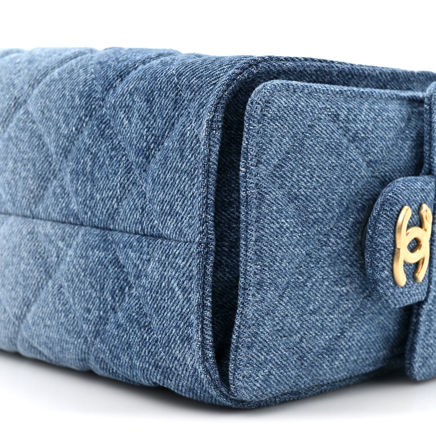 Washed Denim Quilted Mini Chanel 25 Handbag Blue