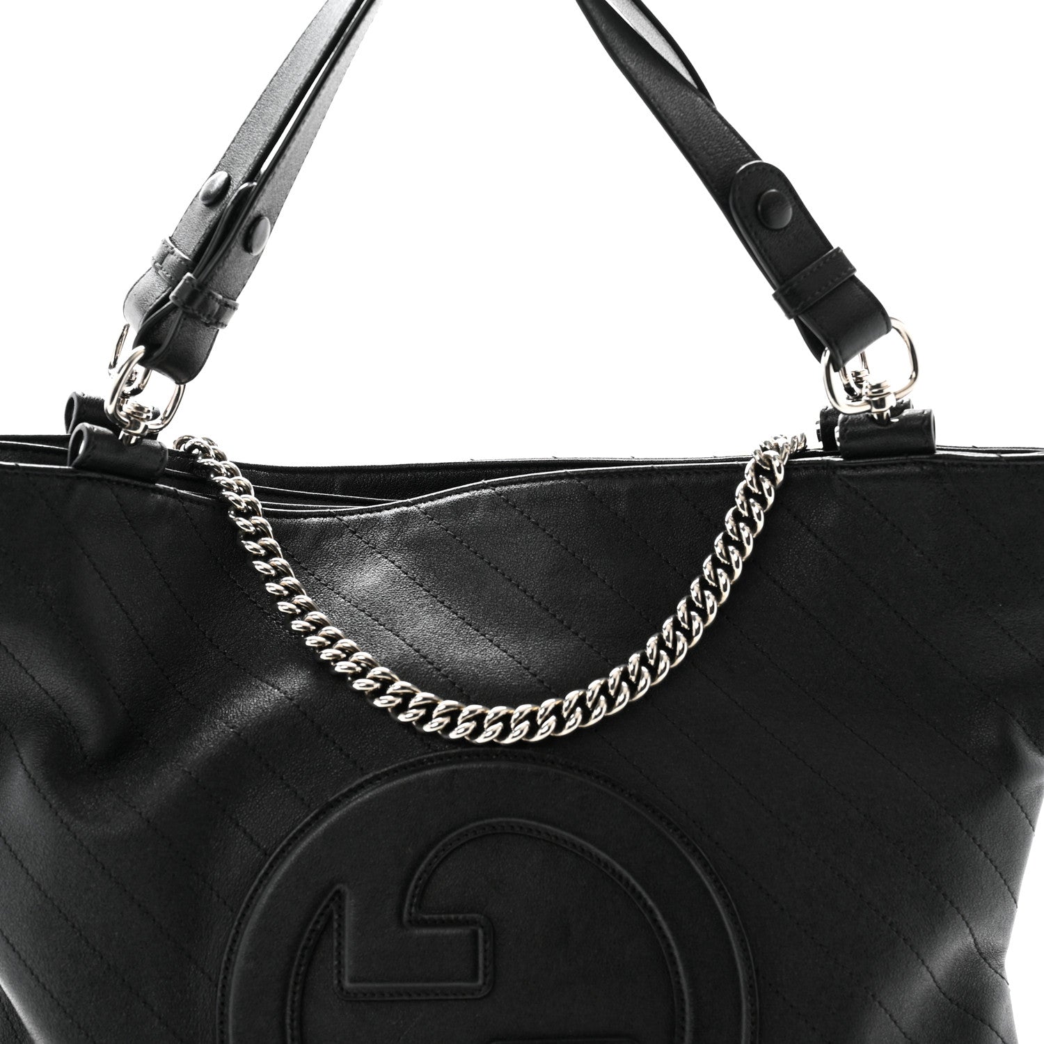 Sakai Be Green Calfskin Diagonal Stitched Medium Blondie Tote Black