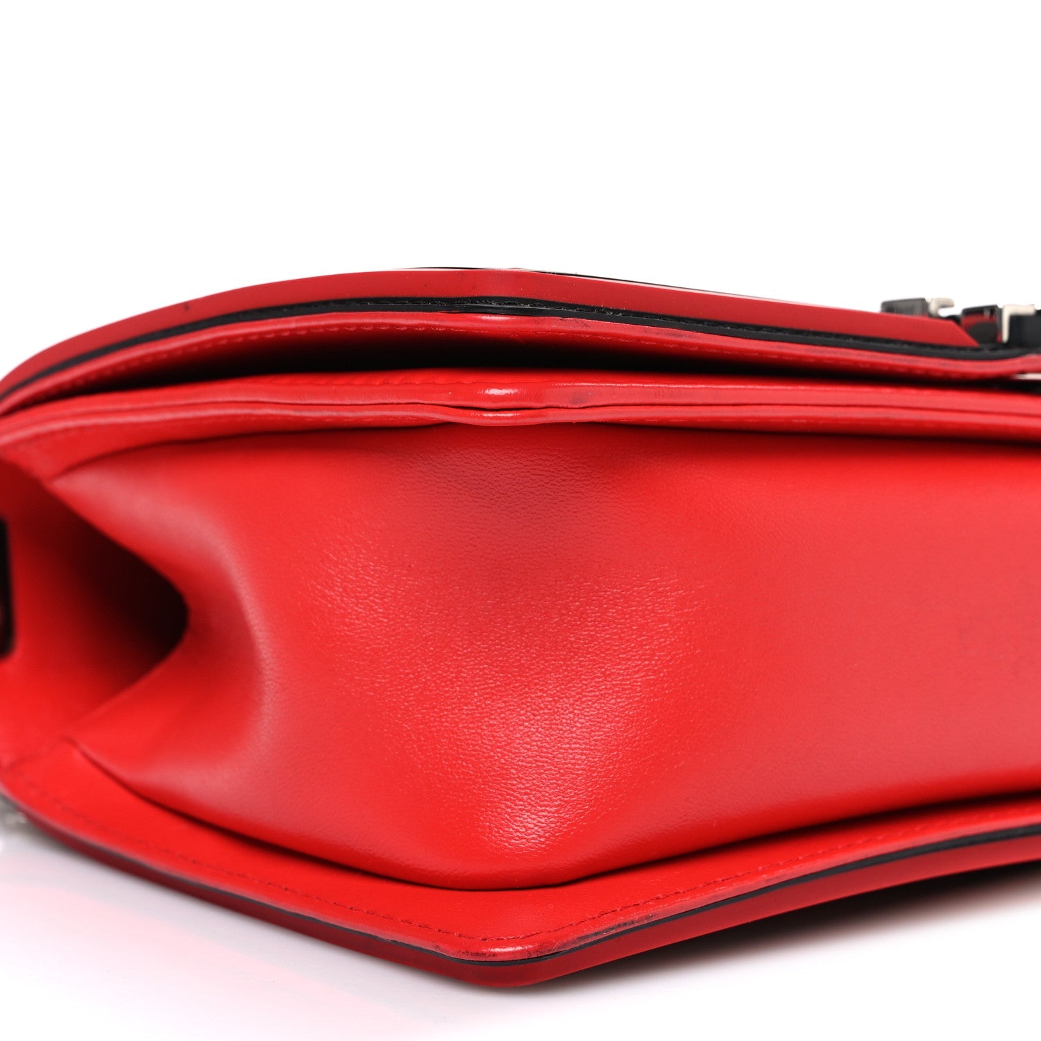 Lambskin Rubber Quilted Medium Two Tone Boy Flap Red Black