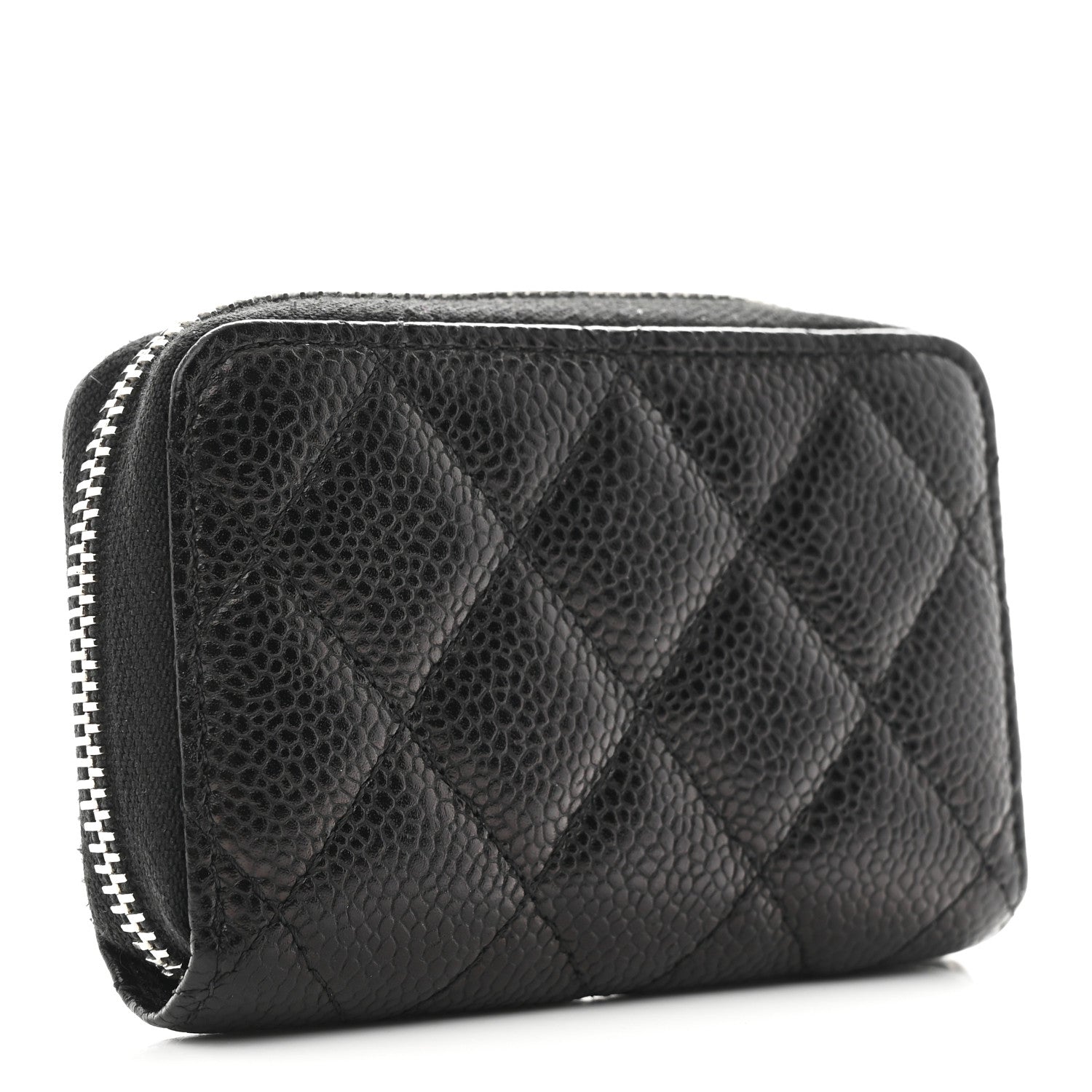 Caviar Quilted Zip Coin Purse Black
