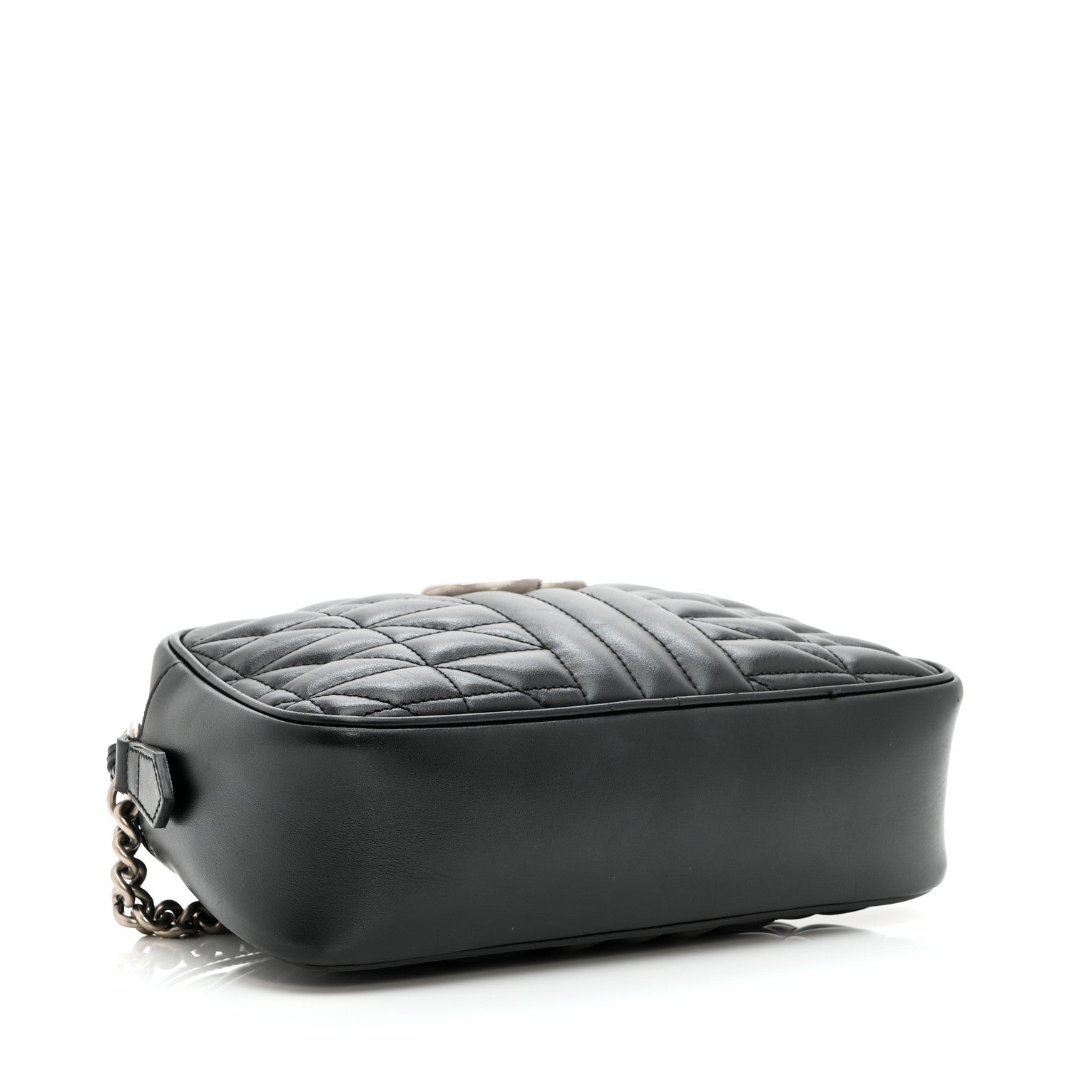 Calfskin Matelasse Aria Small GG Marmont Chain Shoulder Bag Black