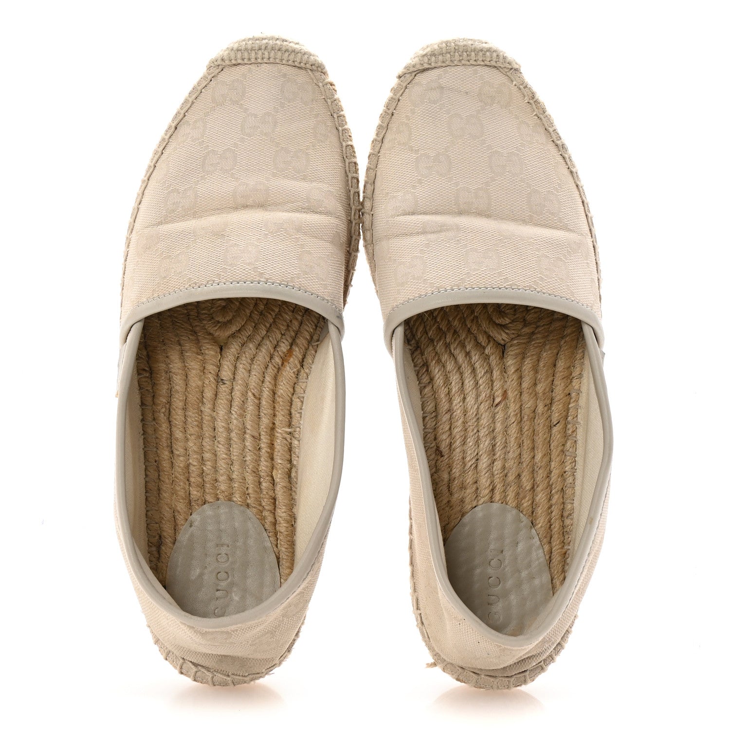 Washed Cotton Miro Soft Calfskin GG Monogram Espadrilles 39 White Mystic White