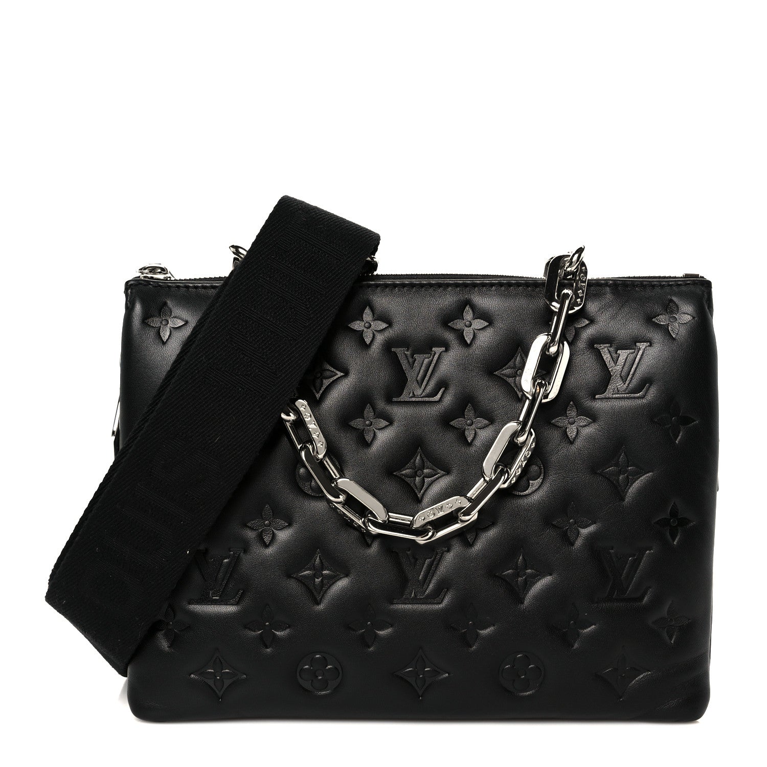 Lambskin Embossed Monogram Coussin PM Black