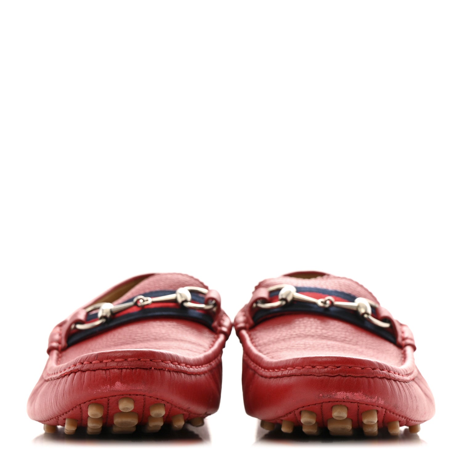 Road Calfskin Web Mens Horsebit Driver Loafers 10 Rosso