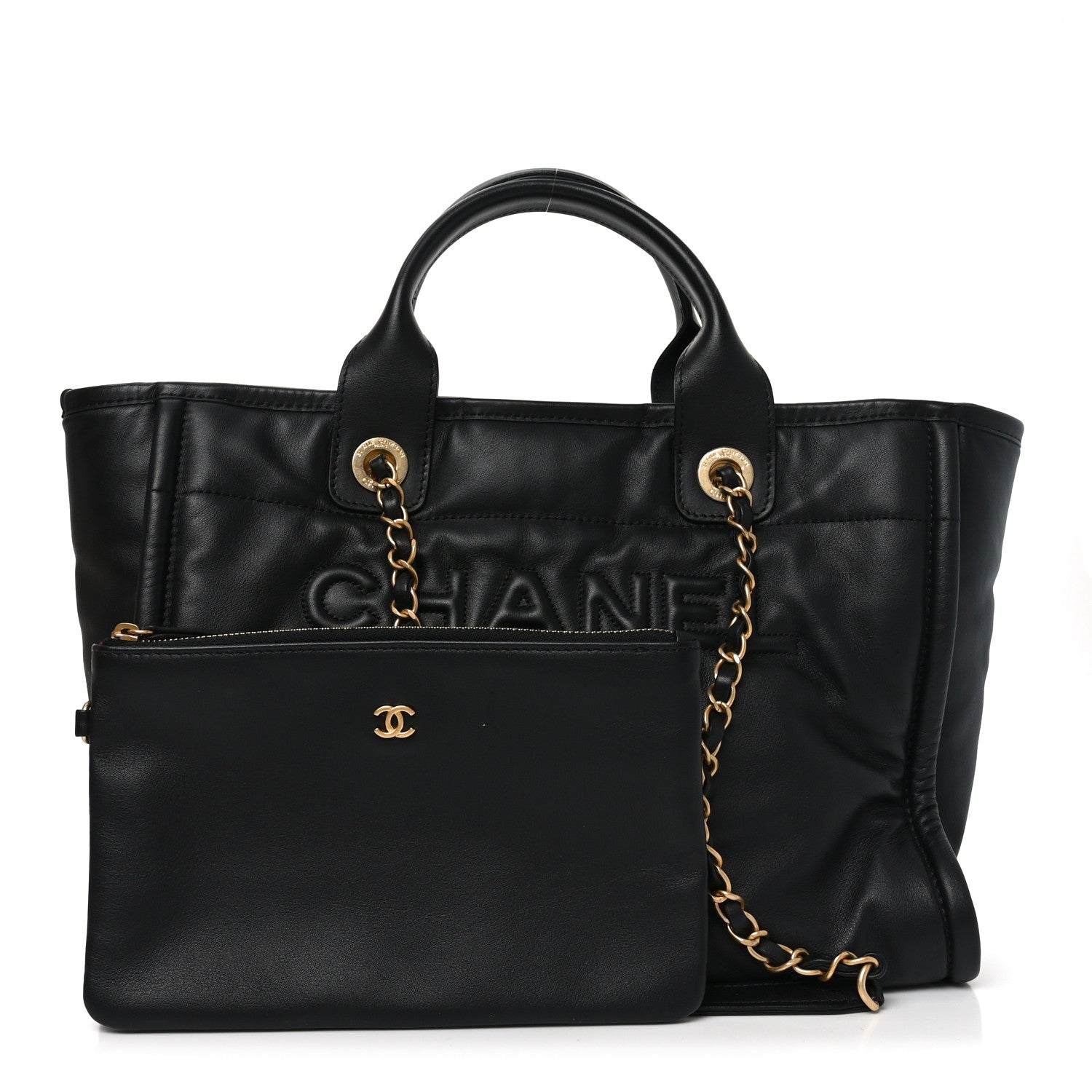 Calfskin Small Deauville Tote Black