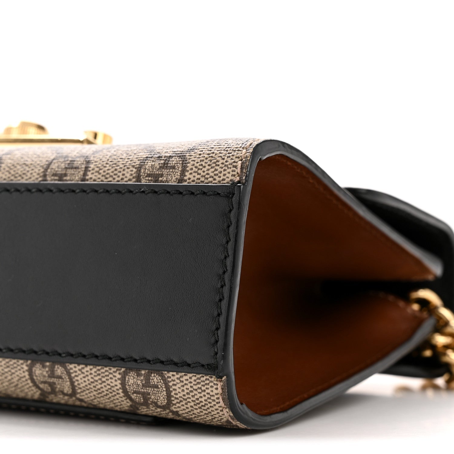 GG Supreme Monogram Calfskin Small Padlock Shoulder Bag Beige Black Cuir