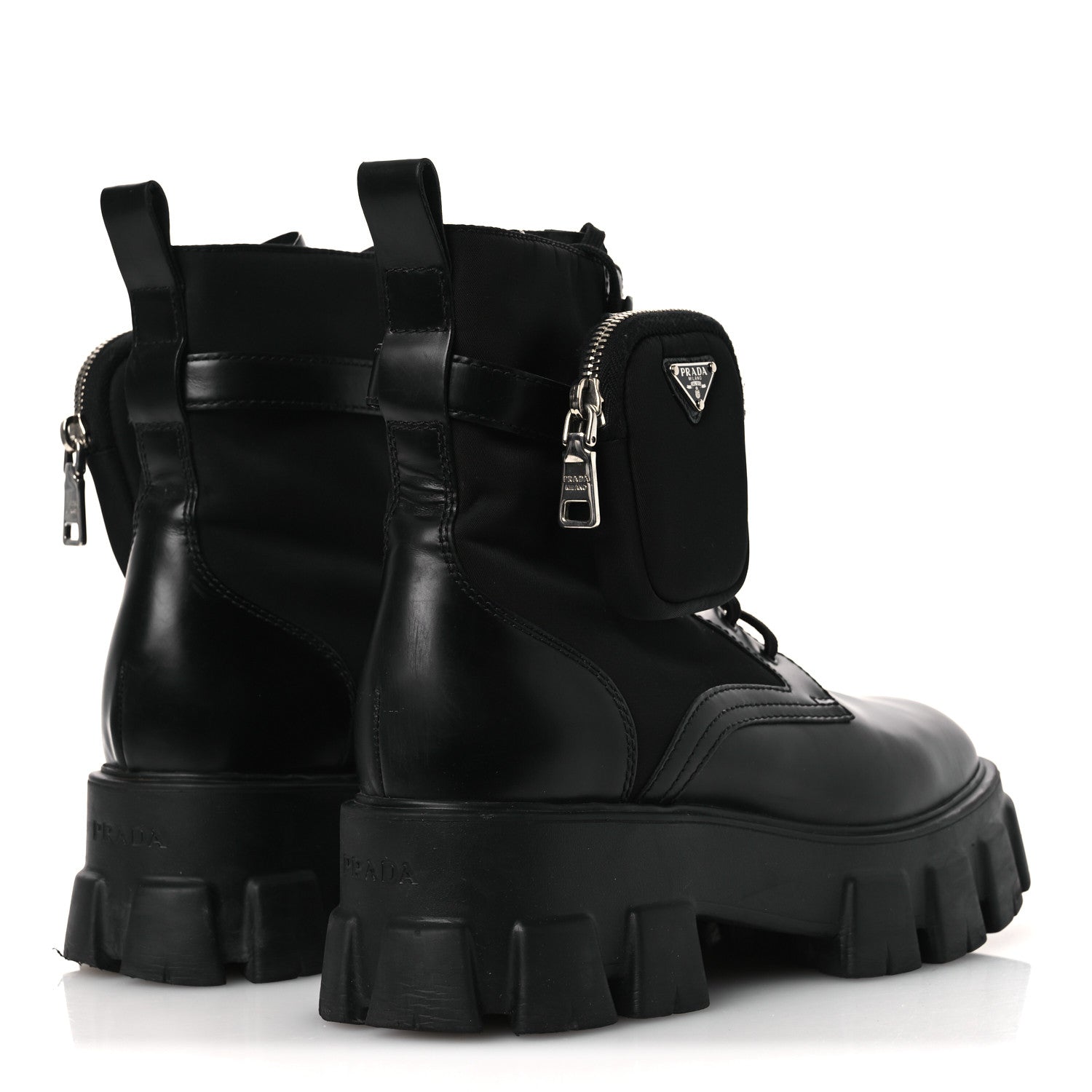 Spazzolato Rois Nylon Metal Triangle Logo Monolith Pouch Pocket 55mm Boots 40.5 Black