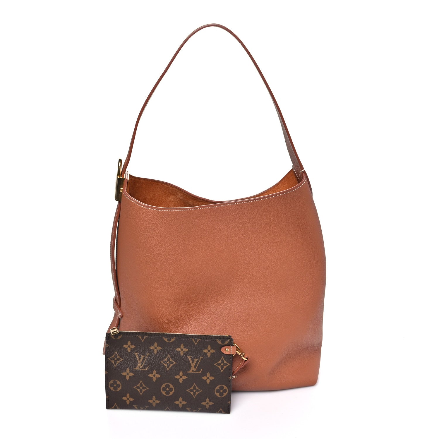 Grained Calfskin Low Key Hobo MM Cognac