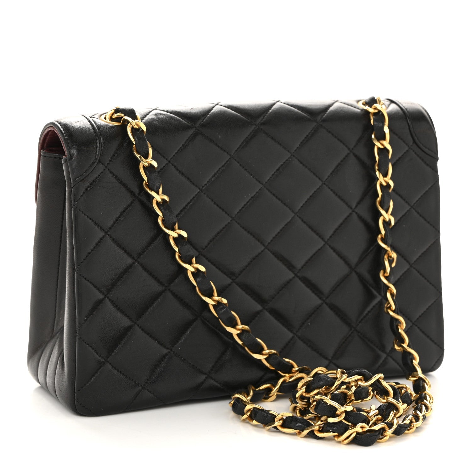 Lambskin Quilted Small Single Flap Black
