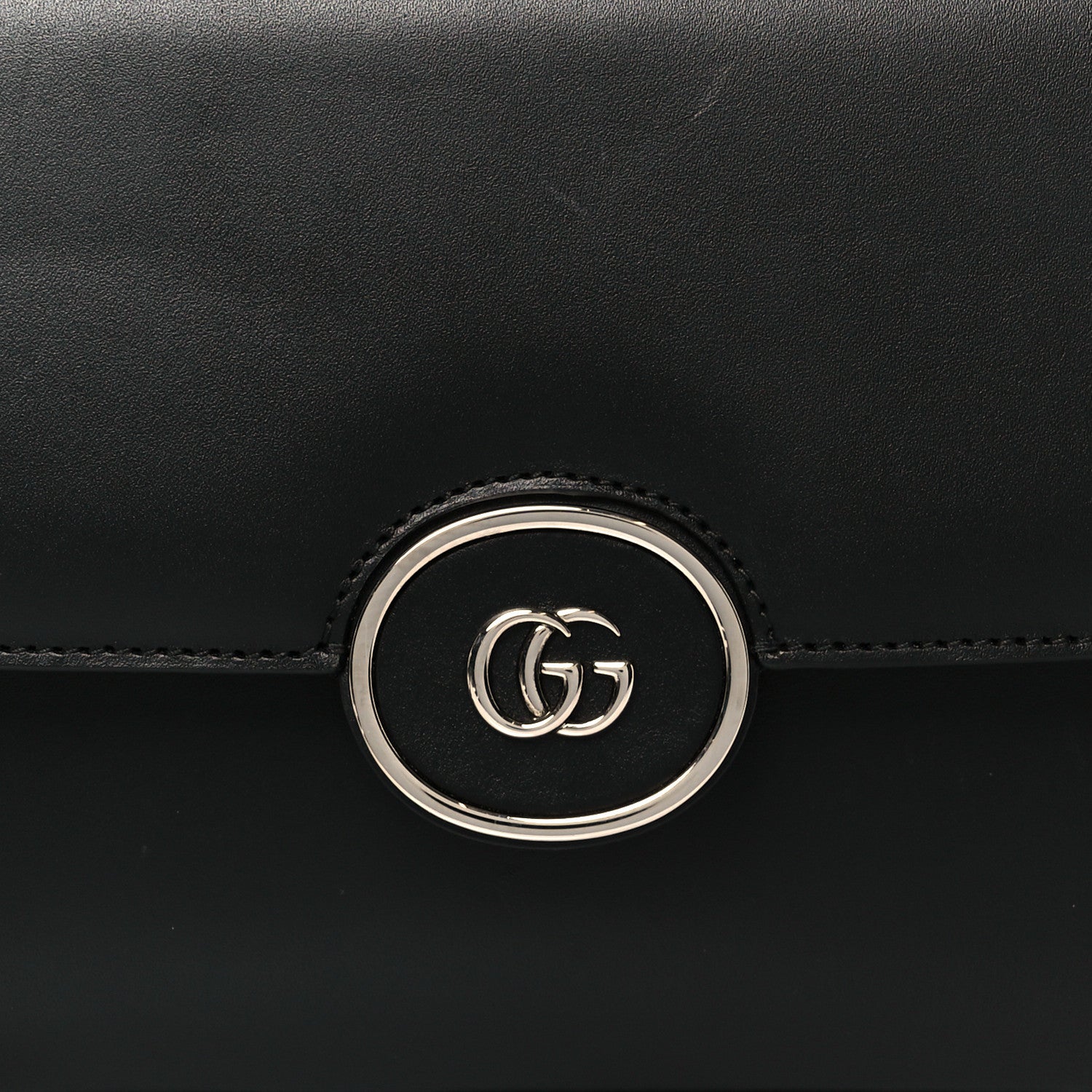 Senna Calfskin Petite GG Top Handle Shoulder Bag Black