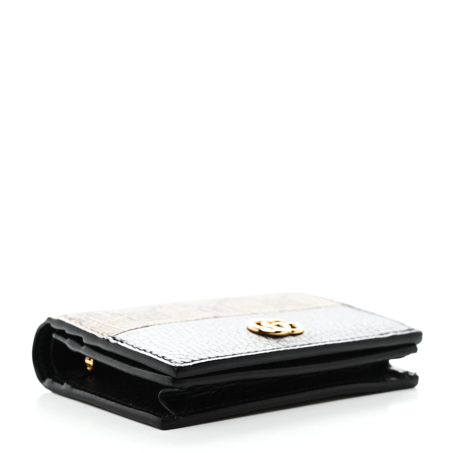 Dollar Calfskin GG Supreme Monogram GG Marmont Card Case Black Beige Ebony
