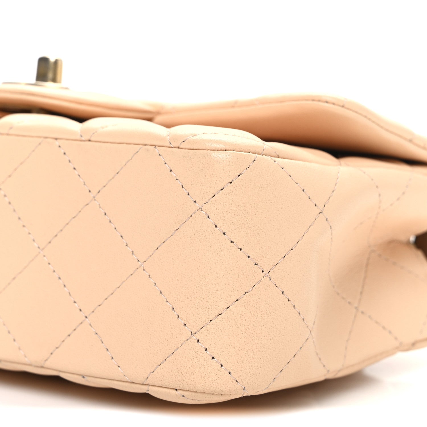 Lambskin Quilted Mini Rectangular Flap Beige